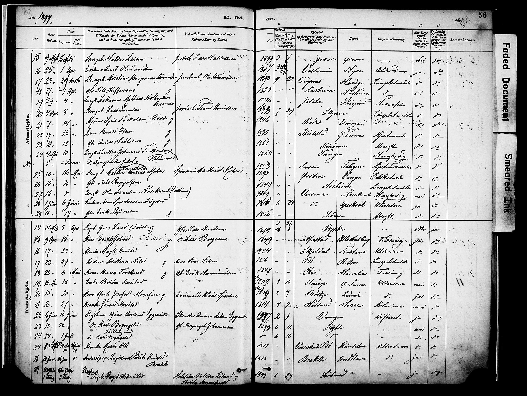 Voss sokneprestembete, SAB/A-79001/H/Haa: Parish register (official) no. A 22, 1887-1909, p. 56