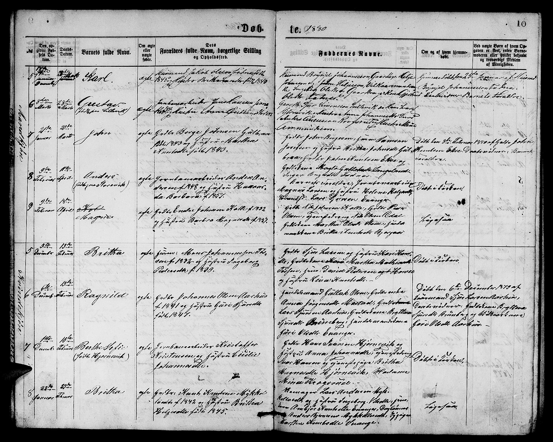 Evanger sokneprestembete, SAB/A-99924: Parish register (copy) no. A 3, 1875-1887, p. 10