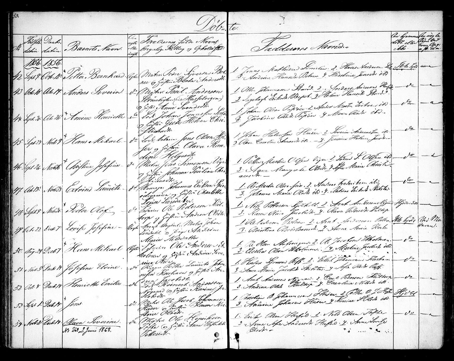 Hvaler prestekontor Kirkebøker, AV/SAO-A-2001/F/Fa/L0006: Parish register (official) no. I 6, 1846-1863, p. 50