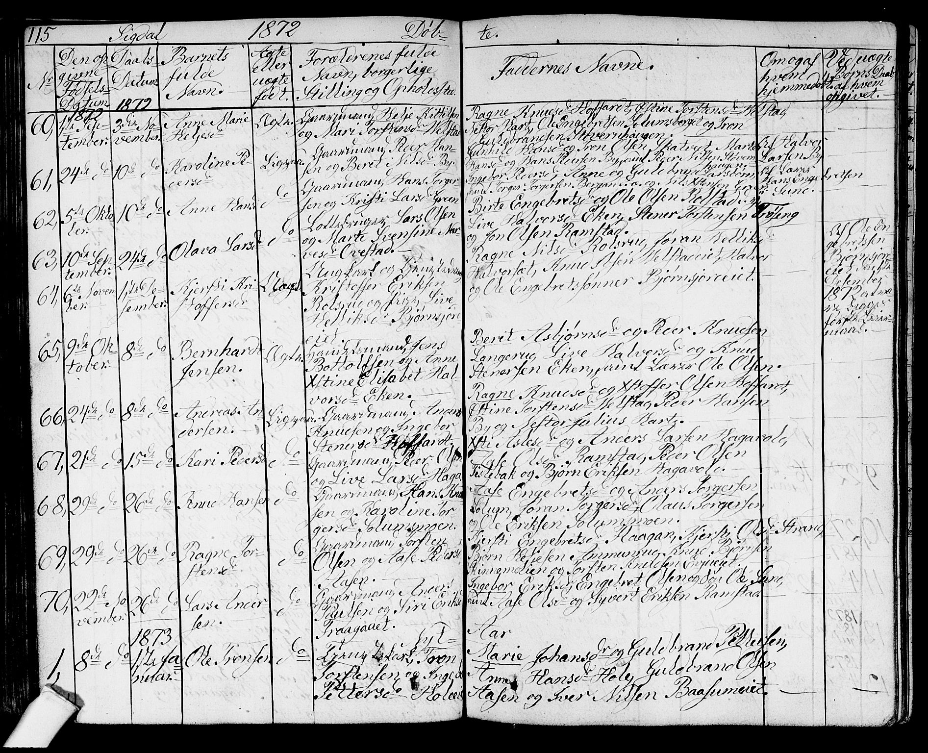 Sigdal kirkebøker, AV/SAKO-A-245/G/Ga/L0003: Parish register (copy) no. I 3, 1857-1878, p. 115