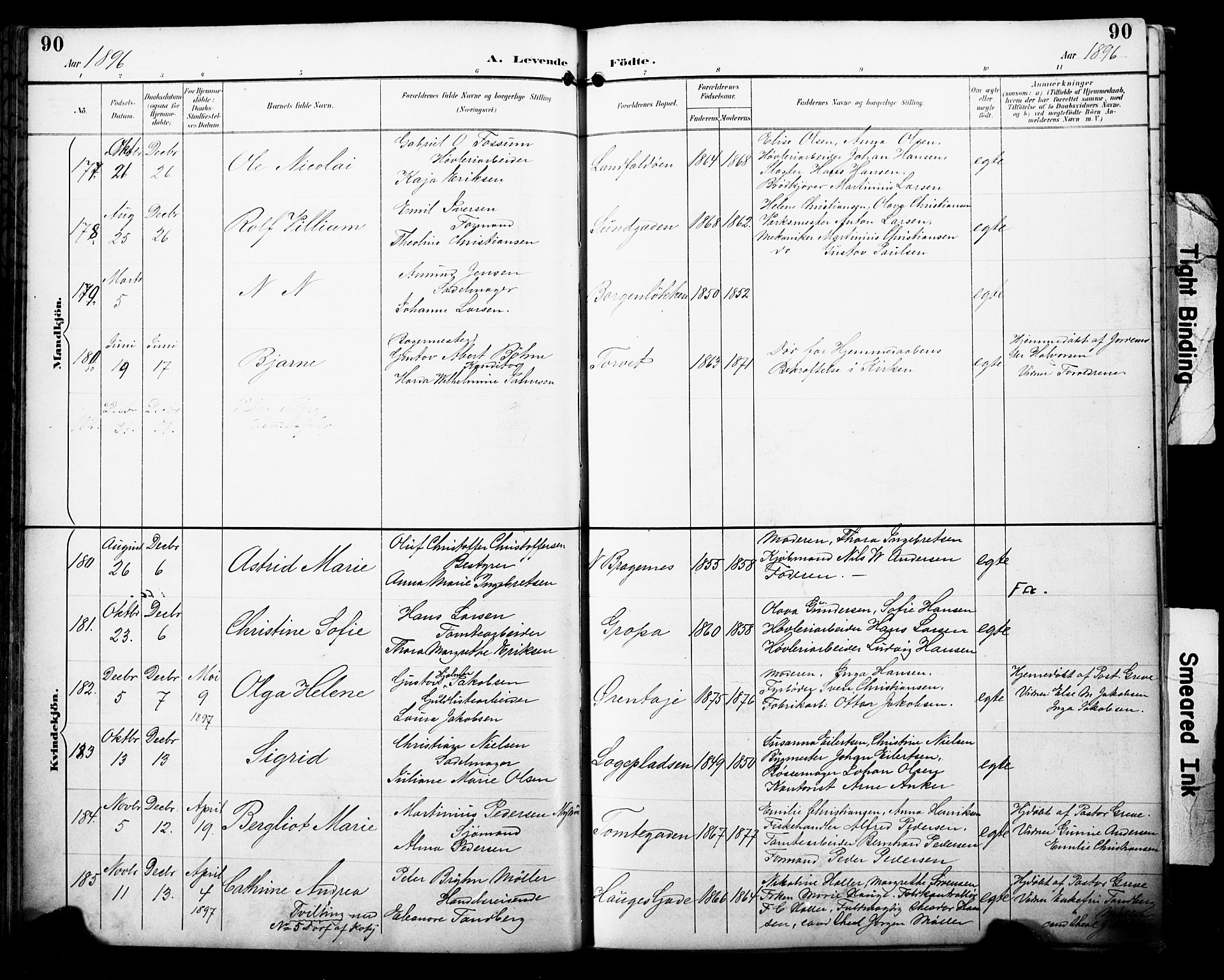 Bragernes kirkebøker, AV/SAKO-A-6/F/Fb/L0008: Parish register (official) no. II 8, 1894-1902, p. 90