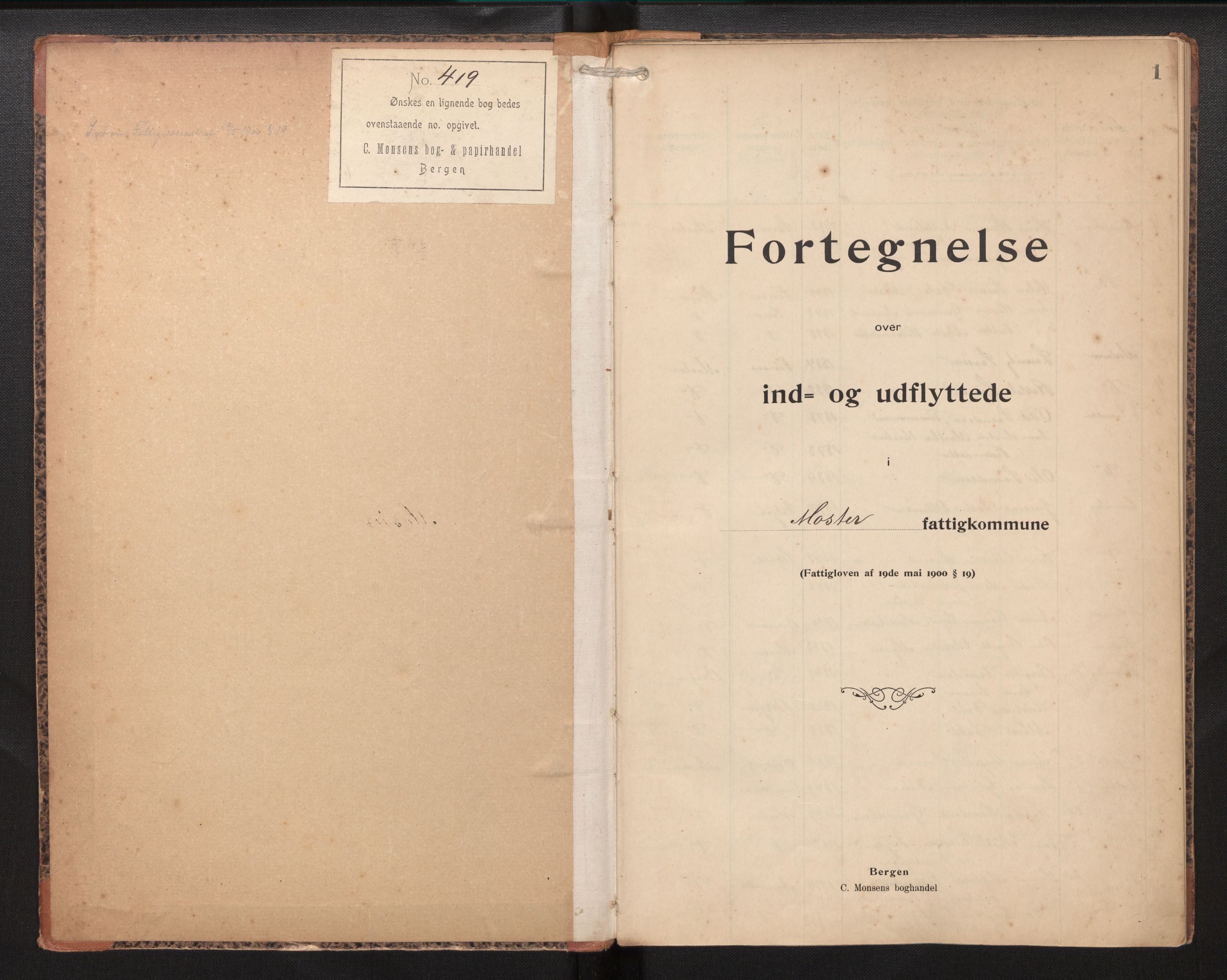 Lensmannen i Finnås, SAB/A-31901/0020/L0005: Protokoll over inn- og utflytte, 1901-1943, p. 1