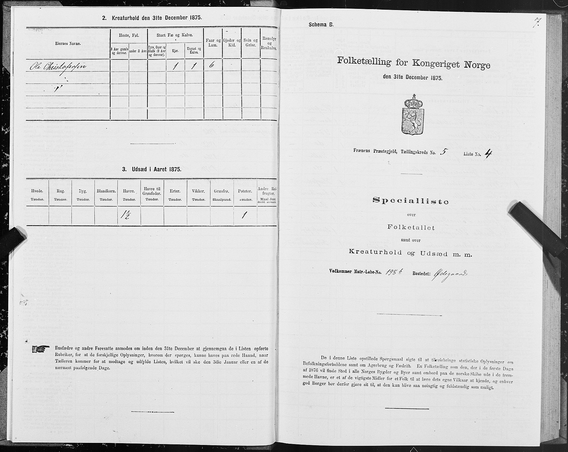 SAT, 1875 census for 1548P Fræna, 1875, p. 3007