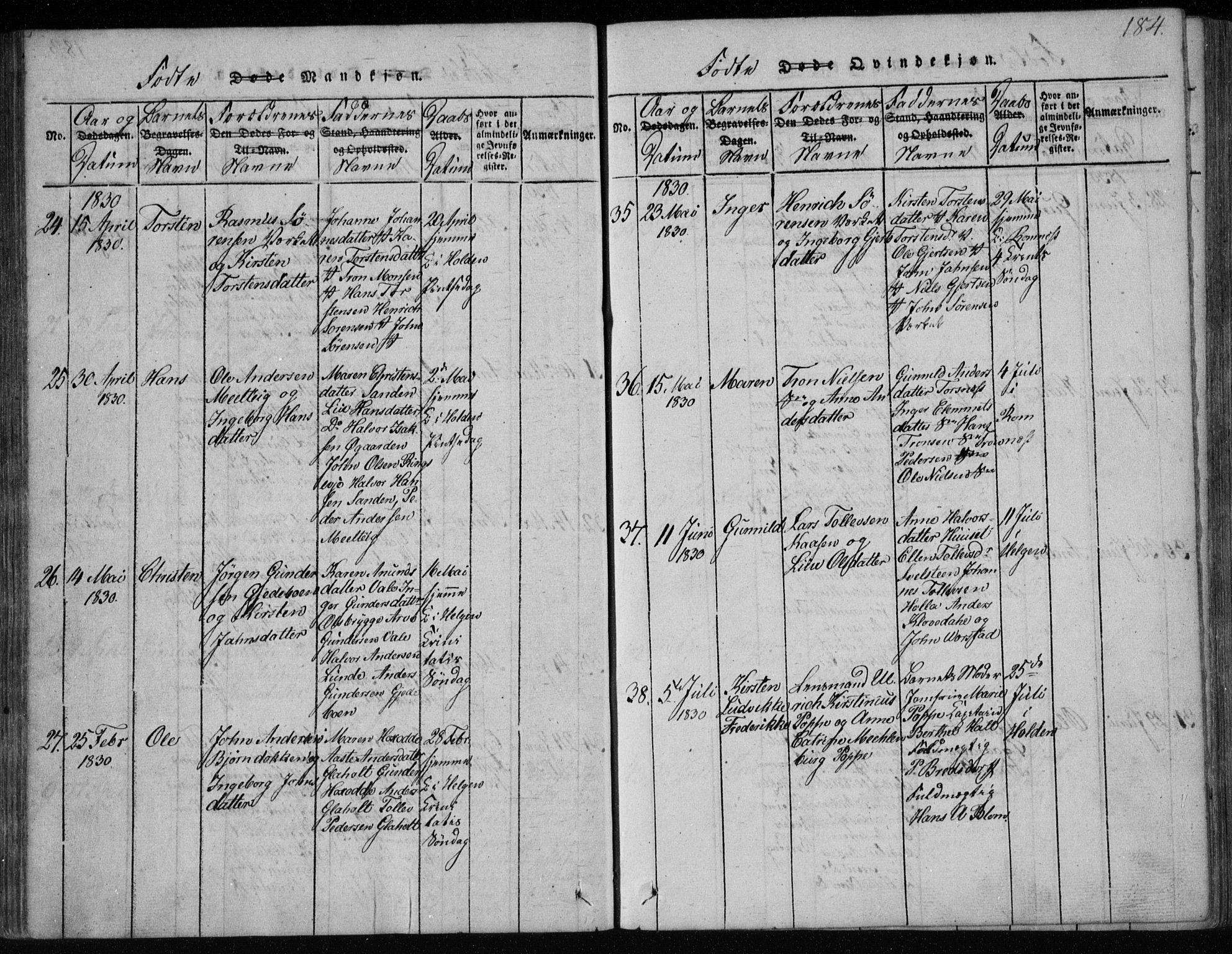 Holla kirkebøker, SAKO/A-272/F/Fa/L0003: Parish register (official) no. 3, 1815-1830, p. 184