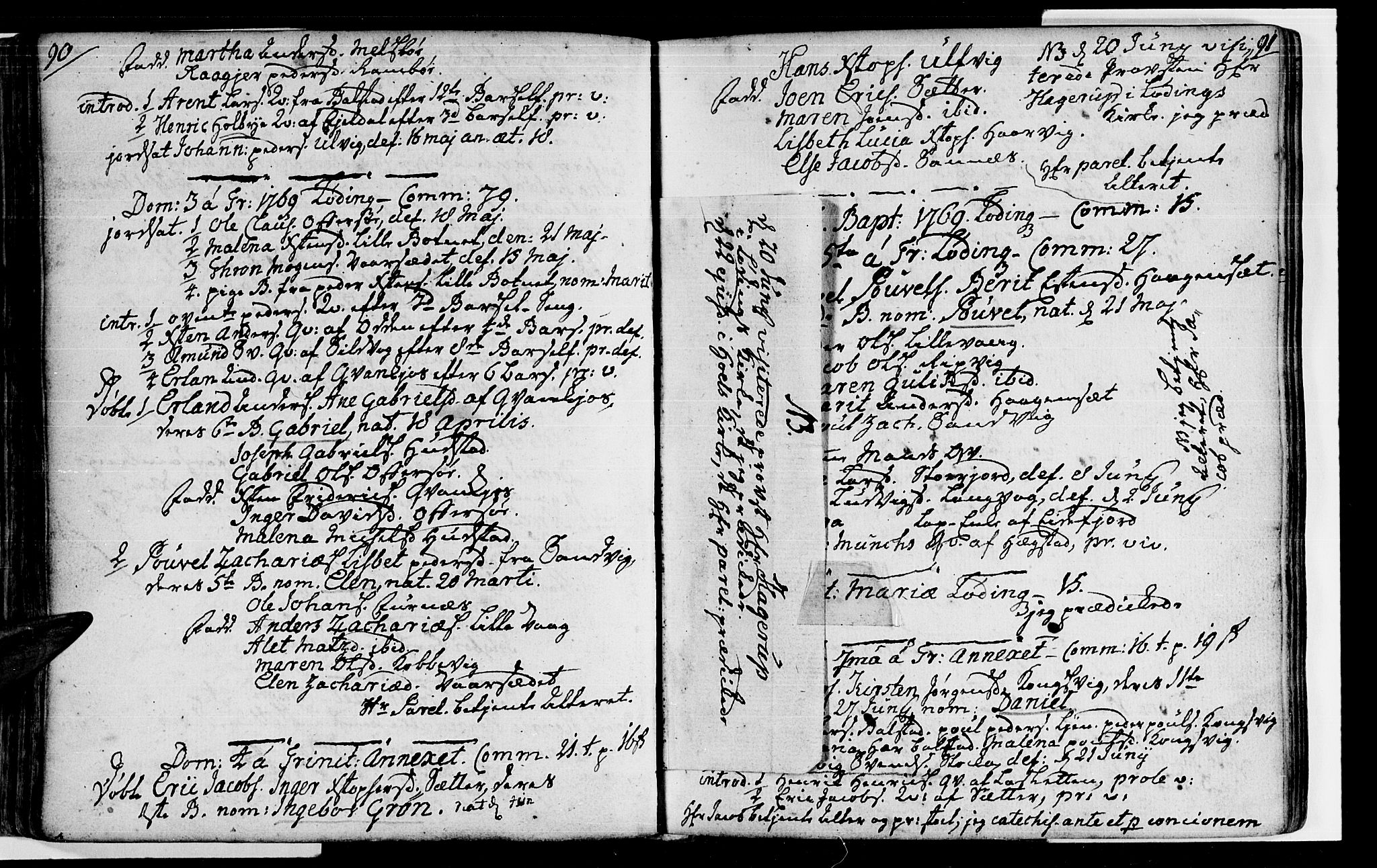 Ministerialprotokoller, klokkerbøker og fødselsregistre - Nordland, AV/SAT-A-1459/872/L1029: Parish register (official) no. 872A04, 1765-1787, p. 90-91