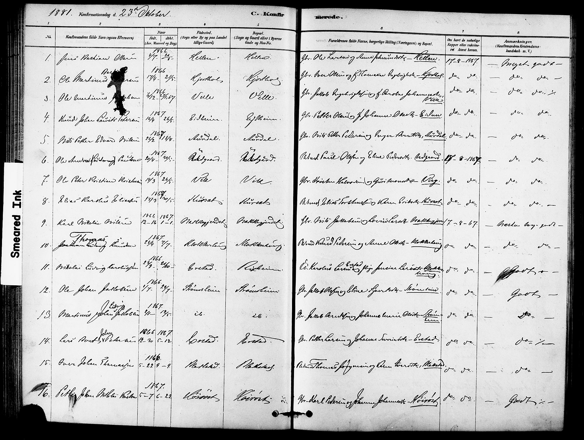 Ministerialprotokoller, klokkerbøker og fødselsregistre - Møre og Romsdal, AV/SAT-A-1454/523/L0334: Parish register (official) no. 523A01, 1878-1891