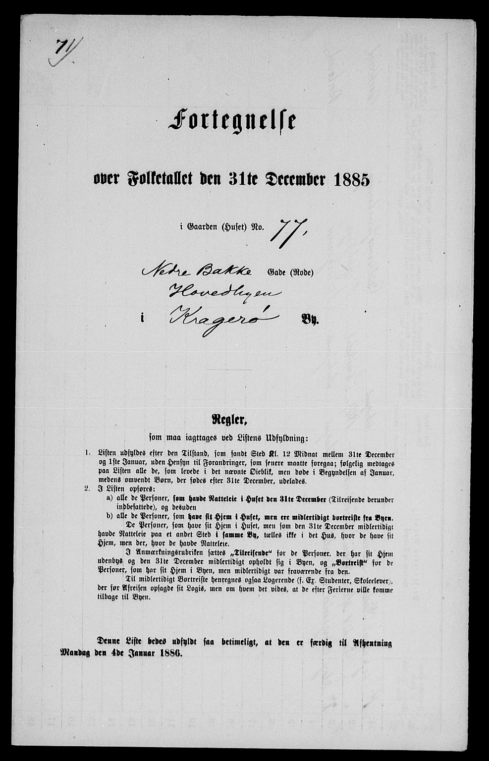 SAKO, 1885 census for 0801 Kragerø, 1885, p. 1175