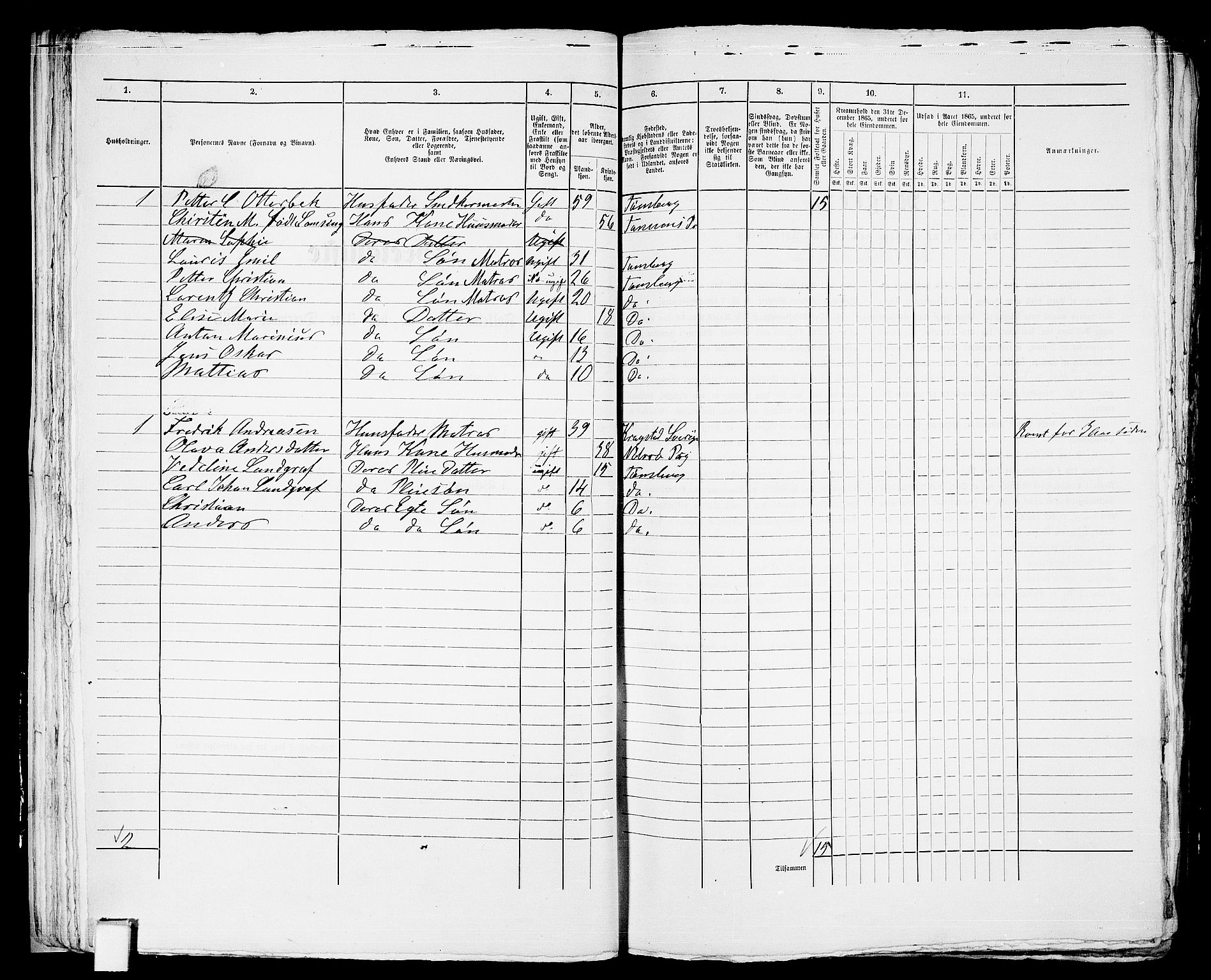 RA, 1865 census for Tønsberg, 1865, p. 47