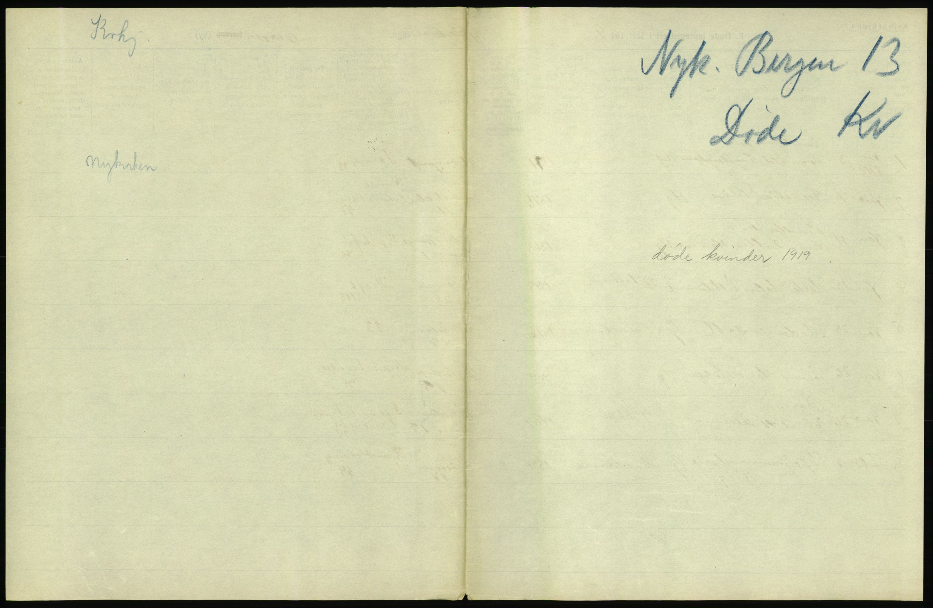 Statistisk sentralbyrå, Sosiodemografiske emner, Befolkning, RA/S-2228/D/Df/Dfb/Dfbi/L0035: Bergen: Gifte, døde, dødfødte., 1919, p. 543