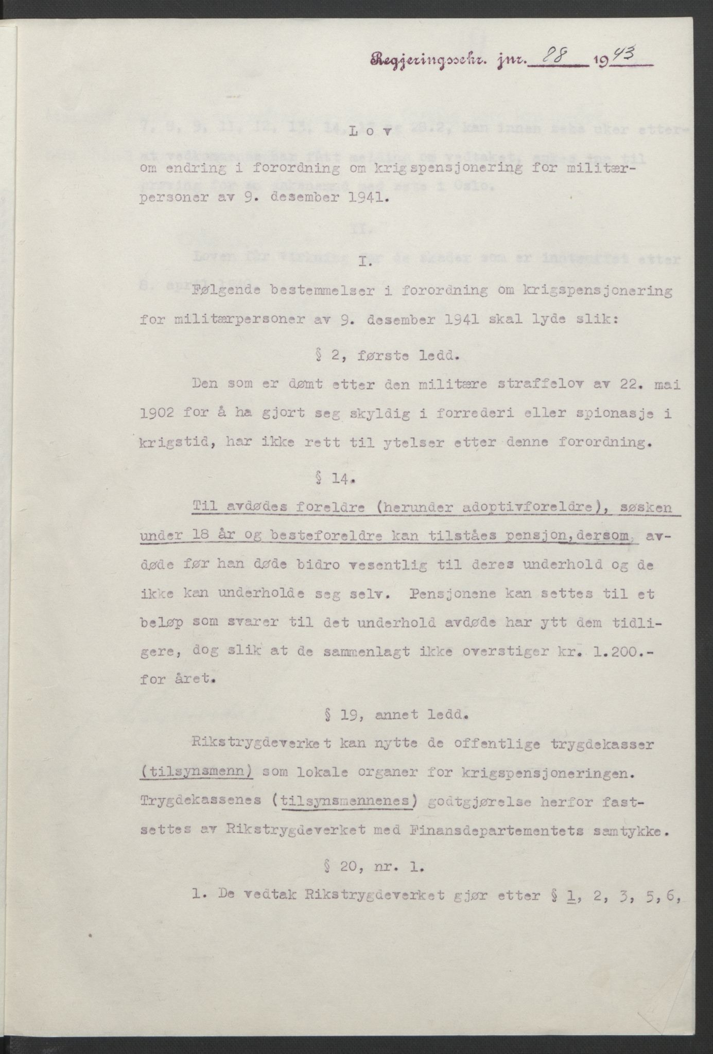 NS-administrasjonen 1940-1945 (Statsrådsekretariatet, de kommisariske statsråder mm), AV/RA-S-4279/D/Db/L0099: Lover, 1943, p. 206