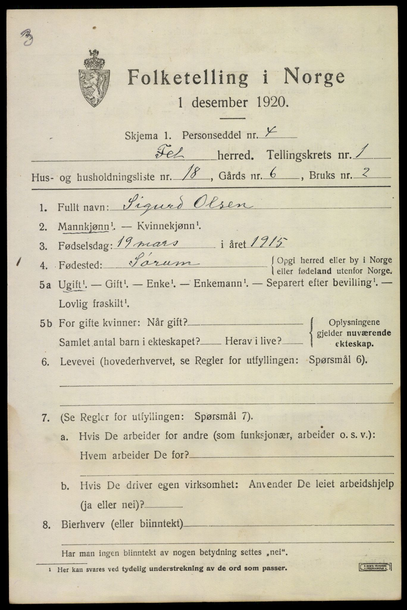 SAO, 1920 census for Fet, 1920, p. 2042