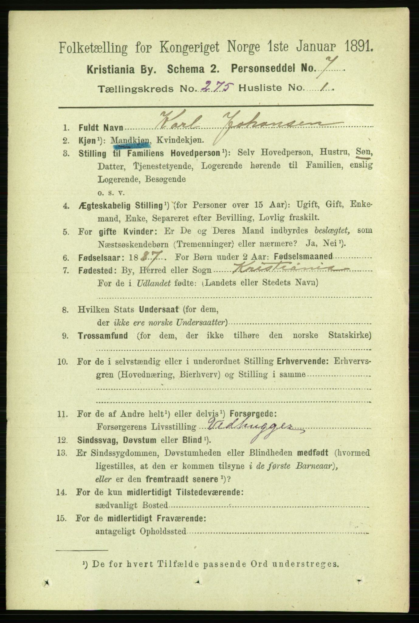 RA, 1891 census for 0301 Kristiania, 1891, p. 166944