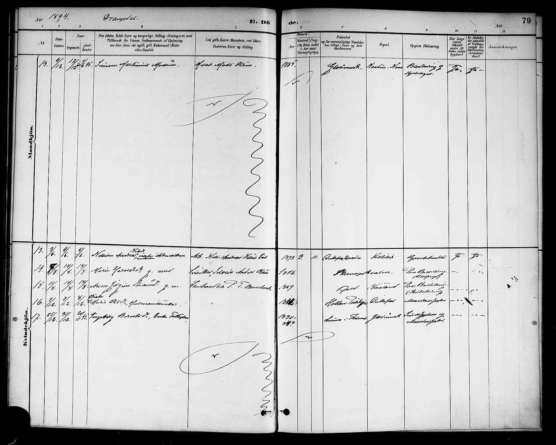 Drangedal kirkebøker, SAKO/A-258/F/Fa/L0011: Parish register (official) no. 11 /1, 1885-1894, p. 79