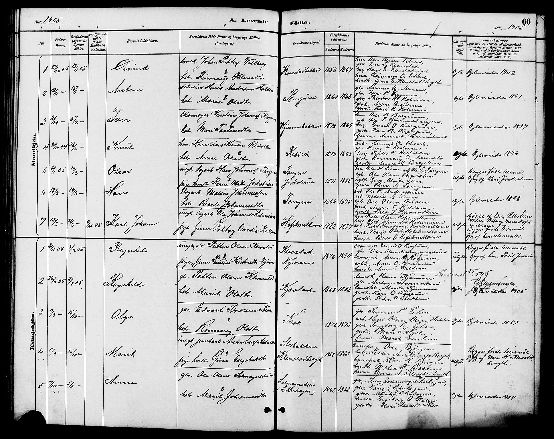 Nord-Fron prestekontor, SAH/PREST-080/H/Ha/Hab/L0006: Parish register (copy) no. 6, 1887-1914, p. 66