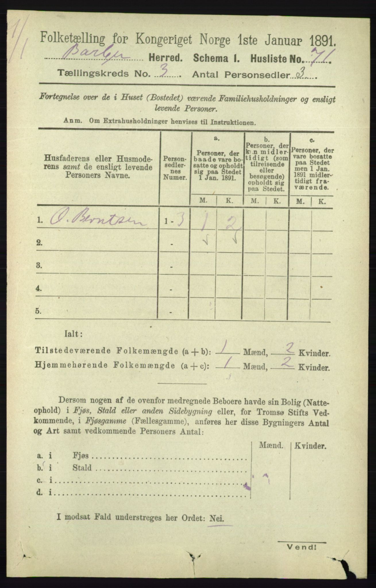 RA, 1891 census for 0990 Barbu, 1891, p. 1460