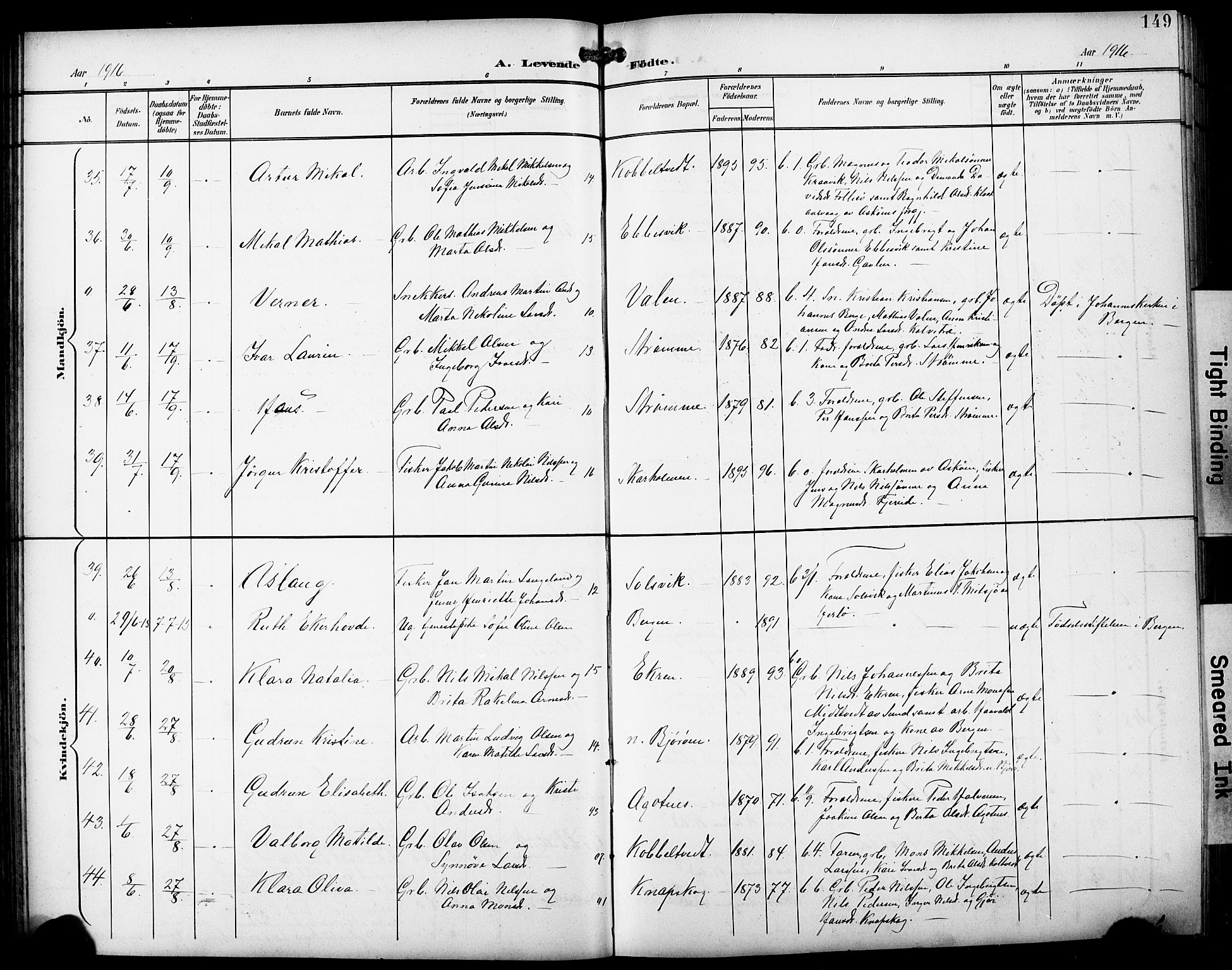 Fjell sokneprestembete, SAB/A-75301/H/Hab: Parish register (copy) no. A 5, 1899-1918, p. 149