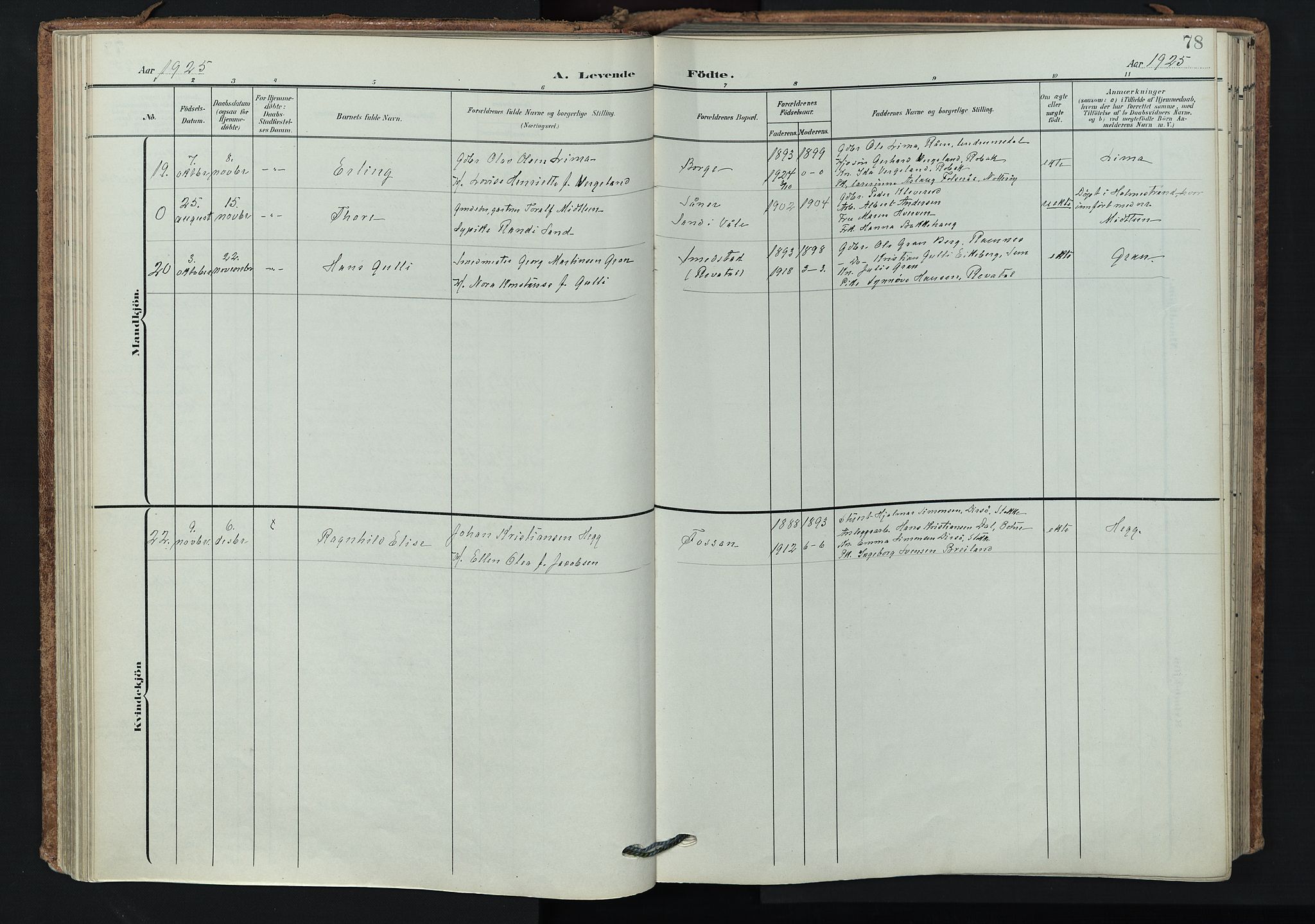 Våle kirkebøker, SAKO/A-334/F/Fa/L0012: Parish register (official) no. I 12, 1907-1934, p. 78