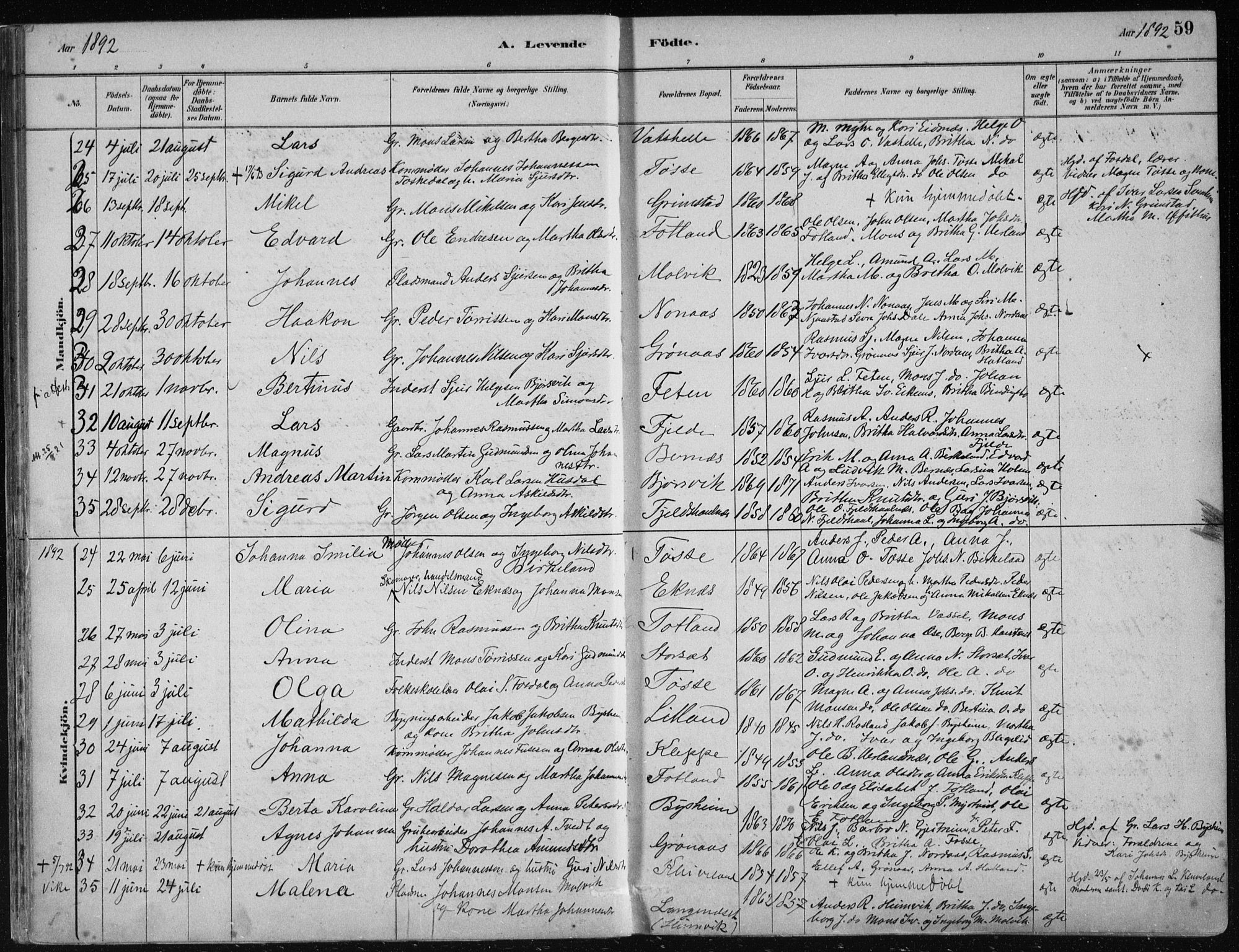 Hosanger sokneprestembete, AV/SAB-A-75801/H/Haa: Parish register (official) no. B  1, 1880-1896, p. 59