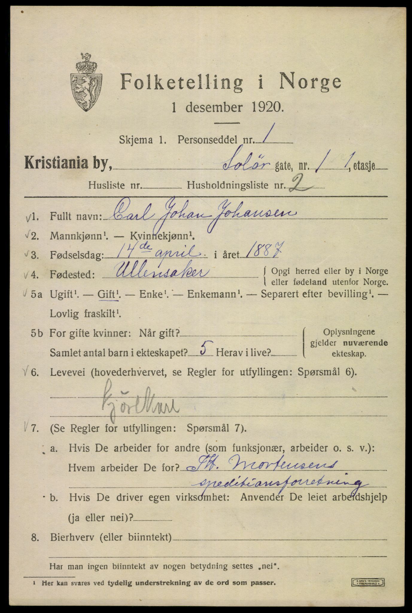 SAO, 1920 census for Kristiania, 1920, p. 527999