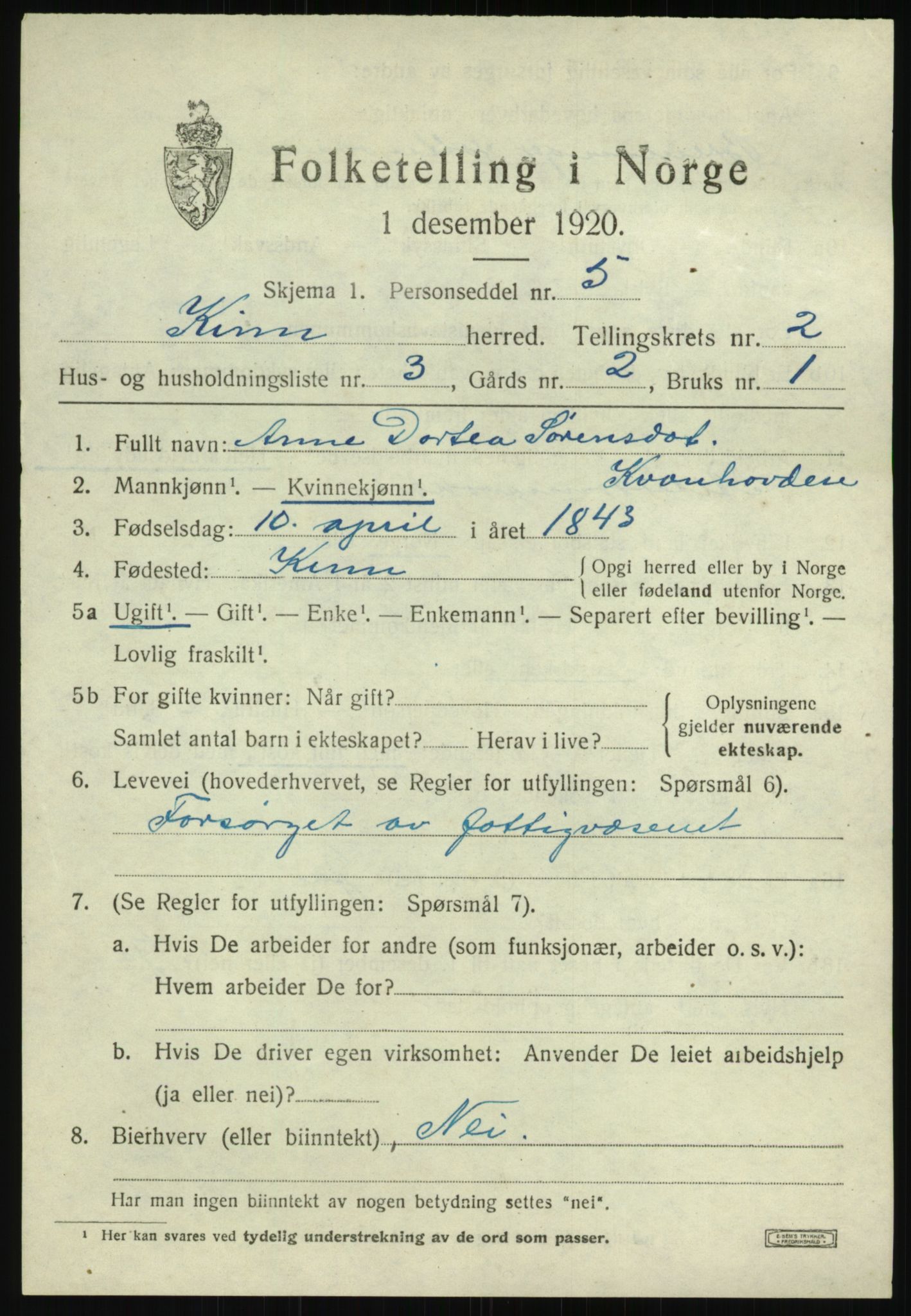 SAB, 1920 census for Kinn, 1920, p. 1959