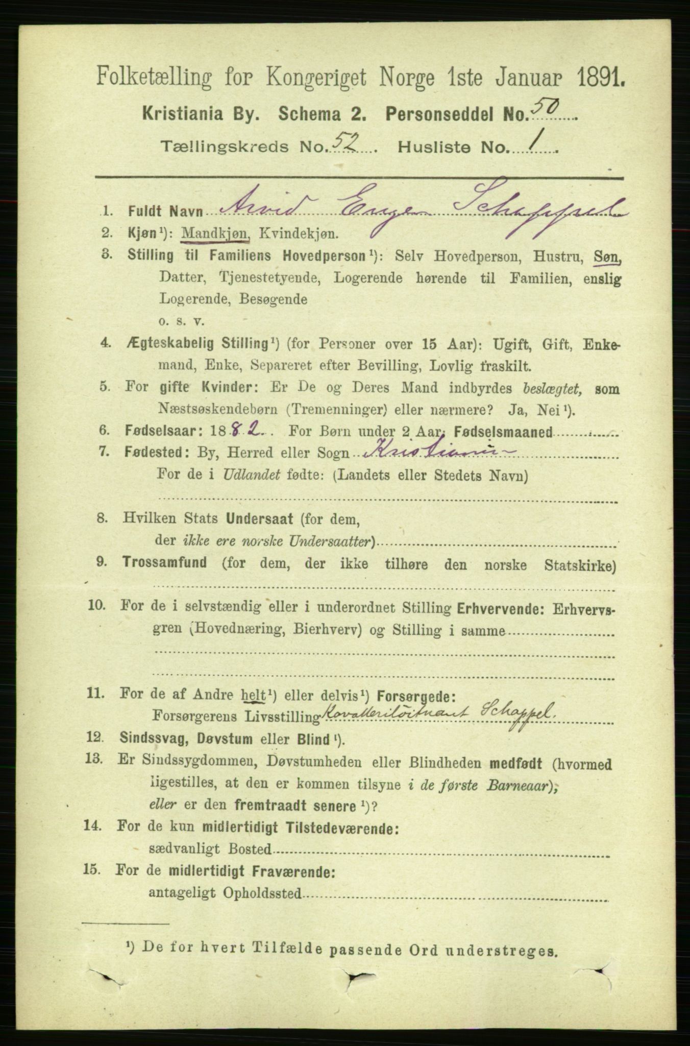 RA, 1891 census for 0301 Kristiania, 1891, p. 29613