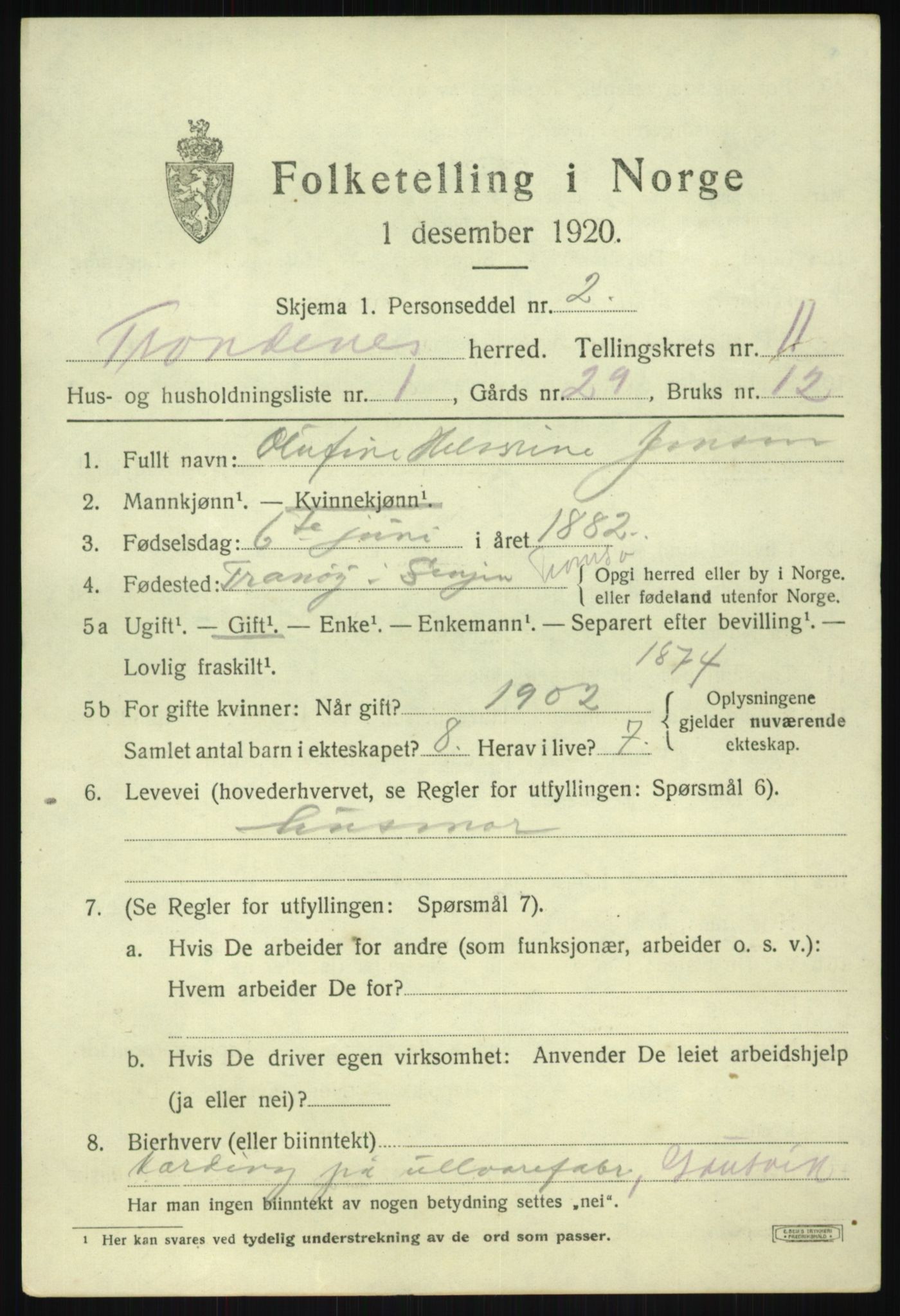 SATØ, 1920 census for Trondenes, 1920, p. 8271