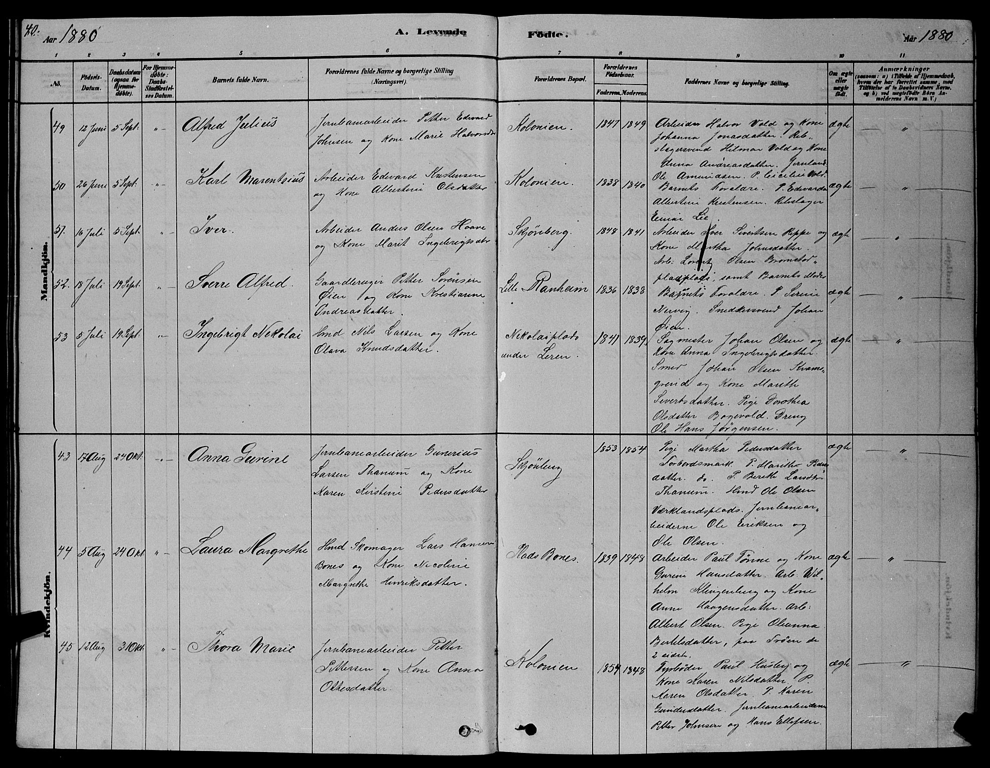Ministerialprotokoller, klokkerbøker og fødselsregistre - Sør-Trøndelag, SAT/A-1456/606/L0312: Parish register (copy) no. 606C08, 1878-1894, p. 40