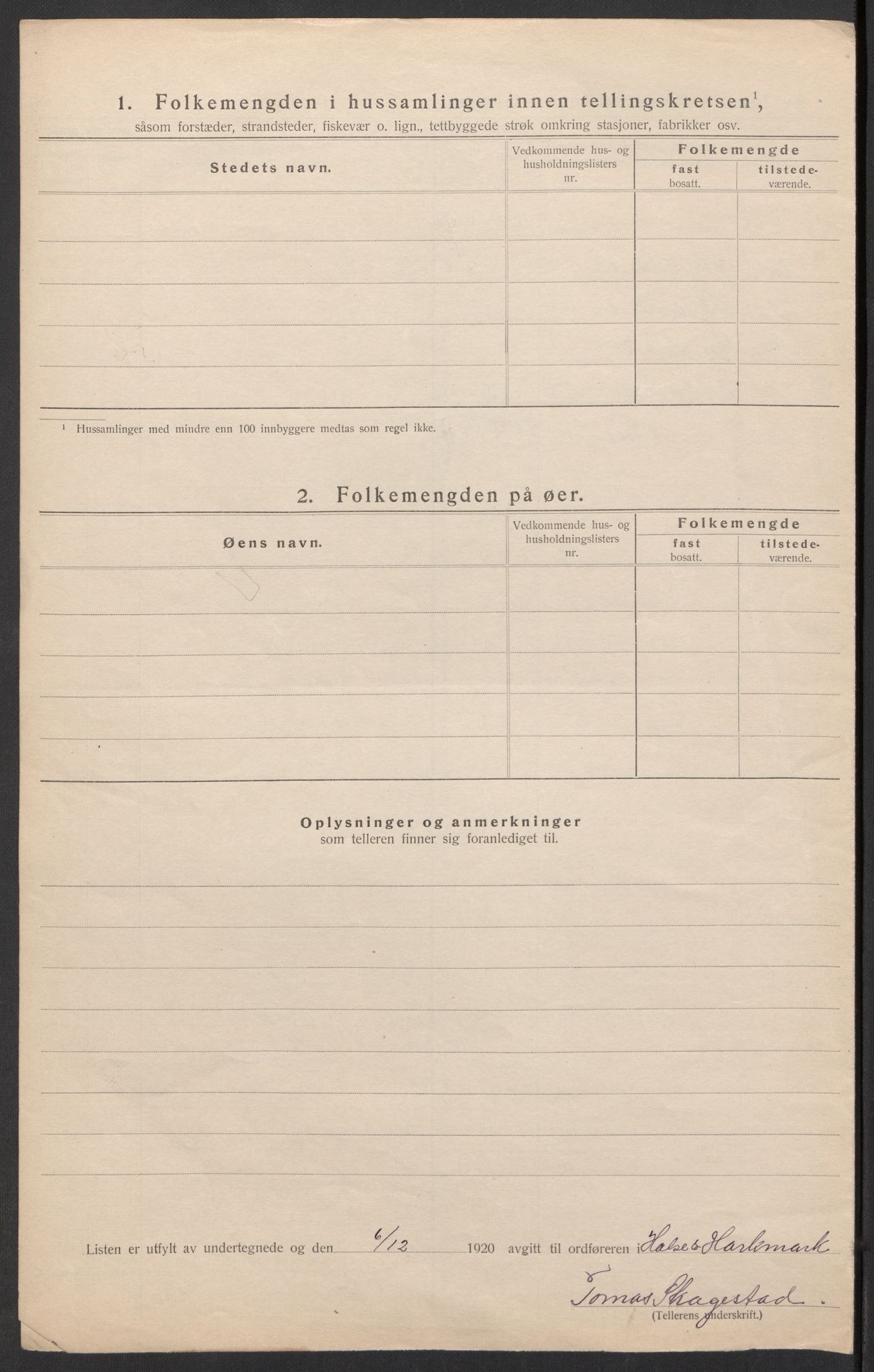 SAK, 1920 census for Halse og Harkmark, 1920, p. 45