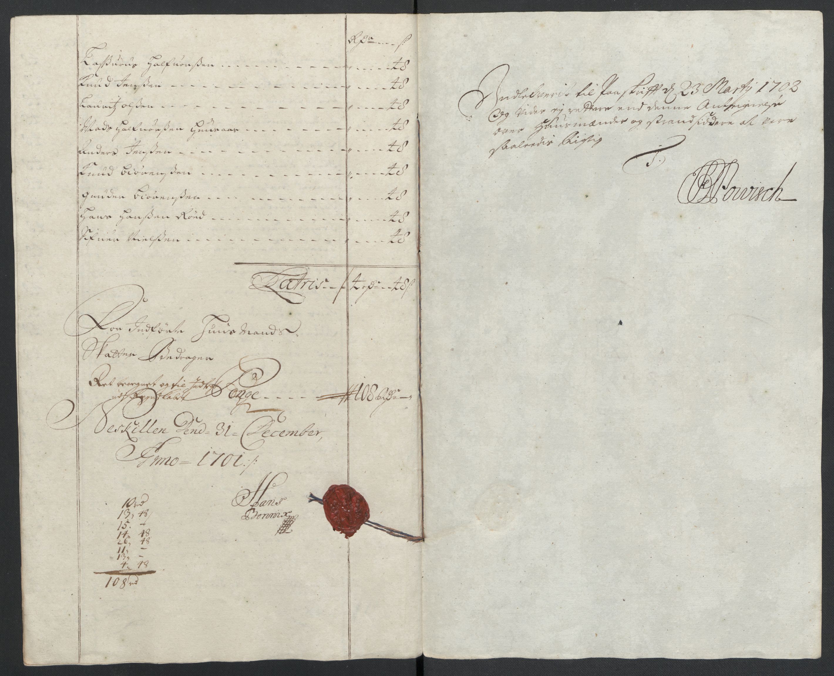 Rentekammeret inntil 1814, Reviderte regnskaper, Fogderegnskap, AV/RA-EA-4092/R39/L2315: Fogderegnskap Nedenes, 1700-1701, p. 249