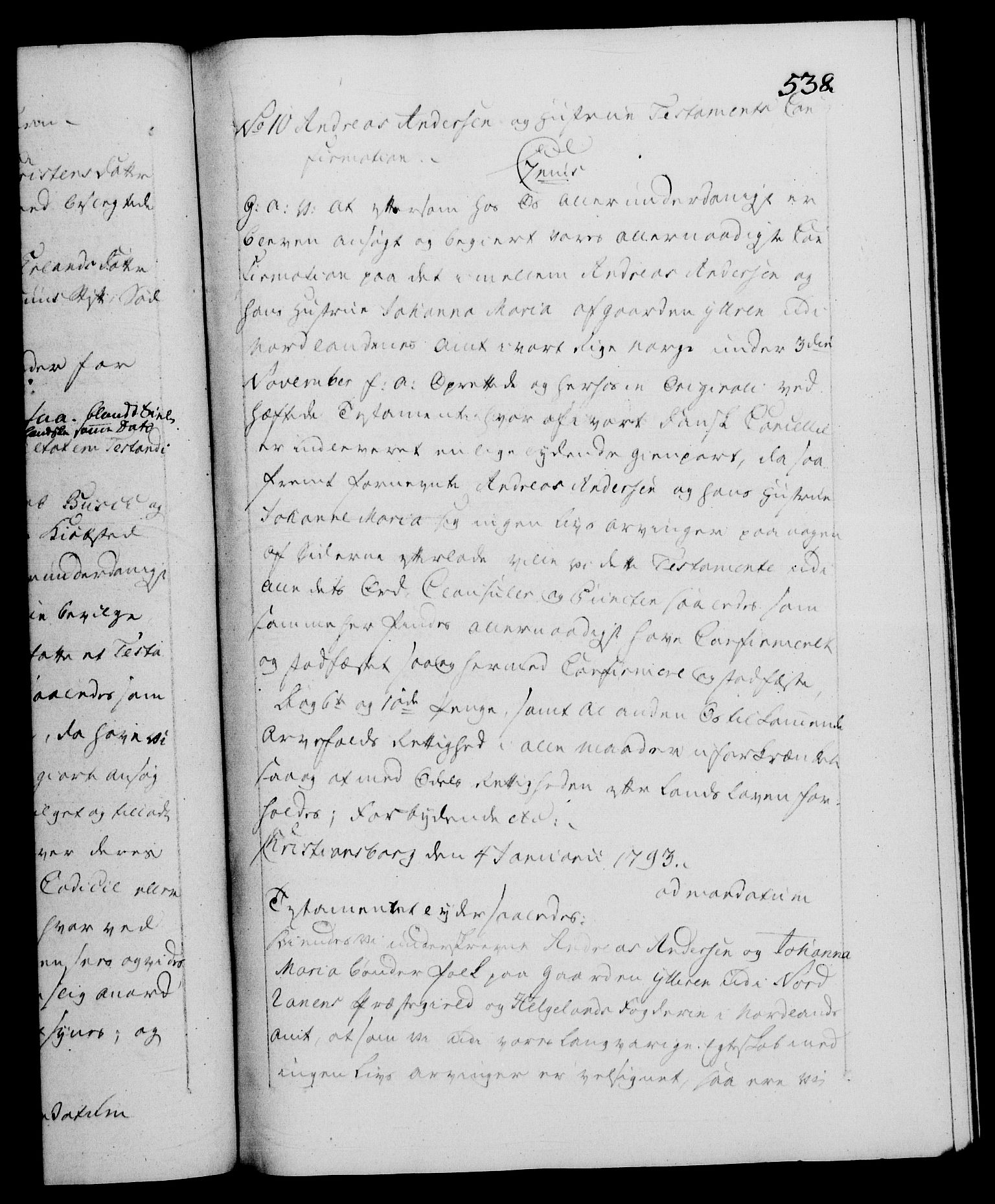 Danske Kanselli 1572-1799, AV/RA-EA-3023/F/Fc/Fca/Fcaa/L0054: Norske registre, 1792-1793, p. 538a