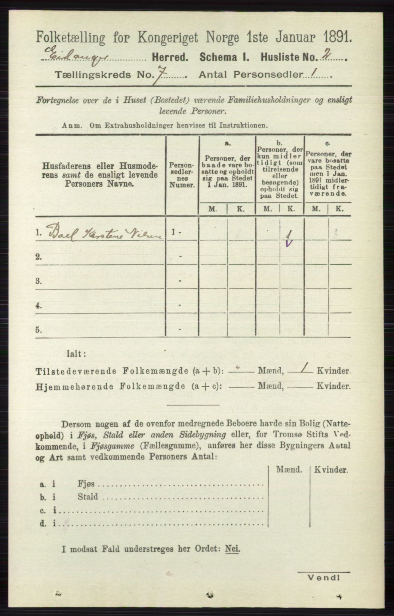 RA, 1891 census for 0813 Eidanger, 1891, p. 2728