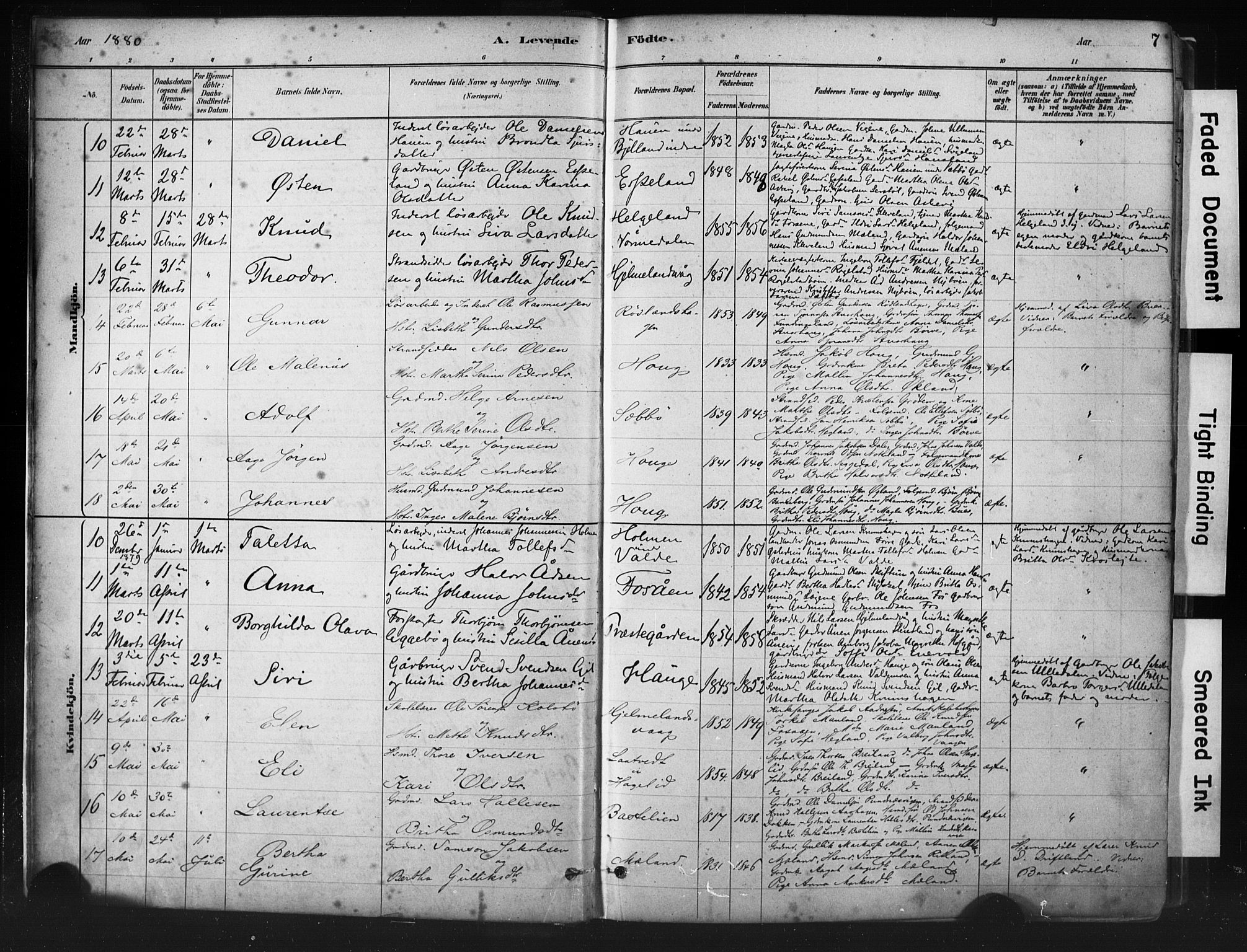 Hjelmeland sokneprestkontor, AV/SAST-A-101843/01/IV/L0014: Parish register (official) no. A 14, 1879-1900, p. 7