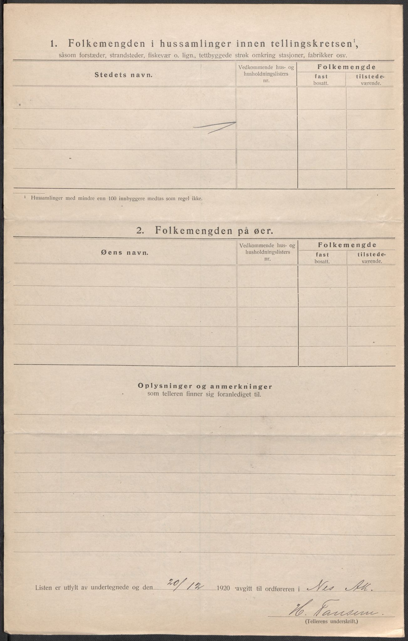SAO, 1920 census for Nes, 1920, p. 42
