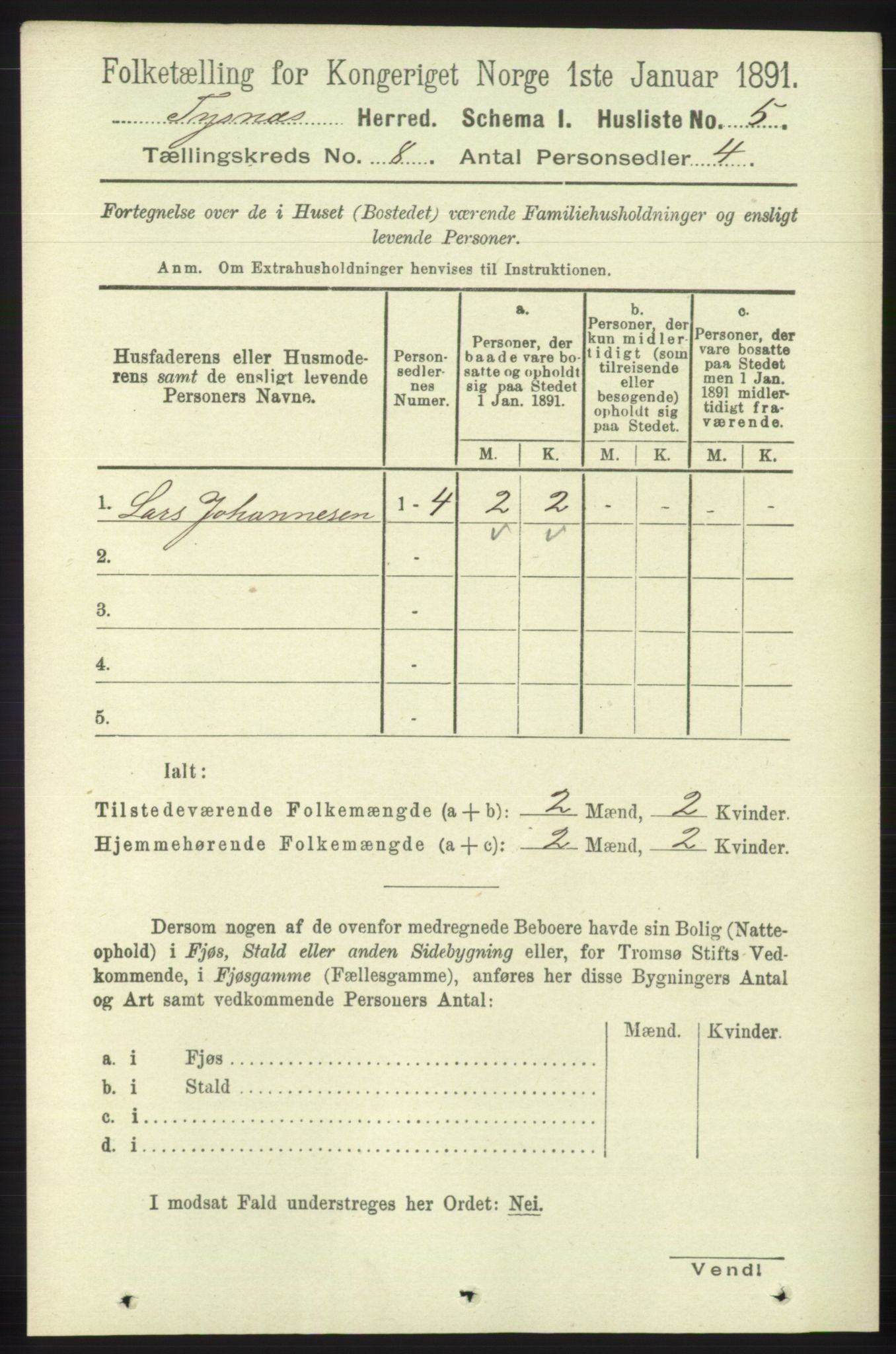 RA, 1891 census for 1223 Tysnes, 1891, p. 3582