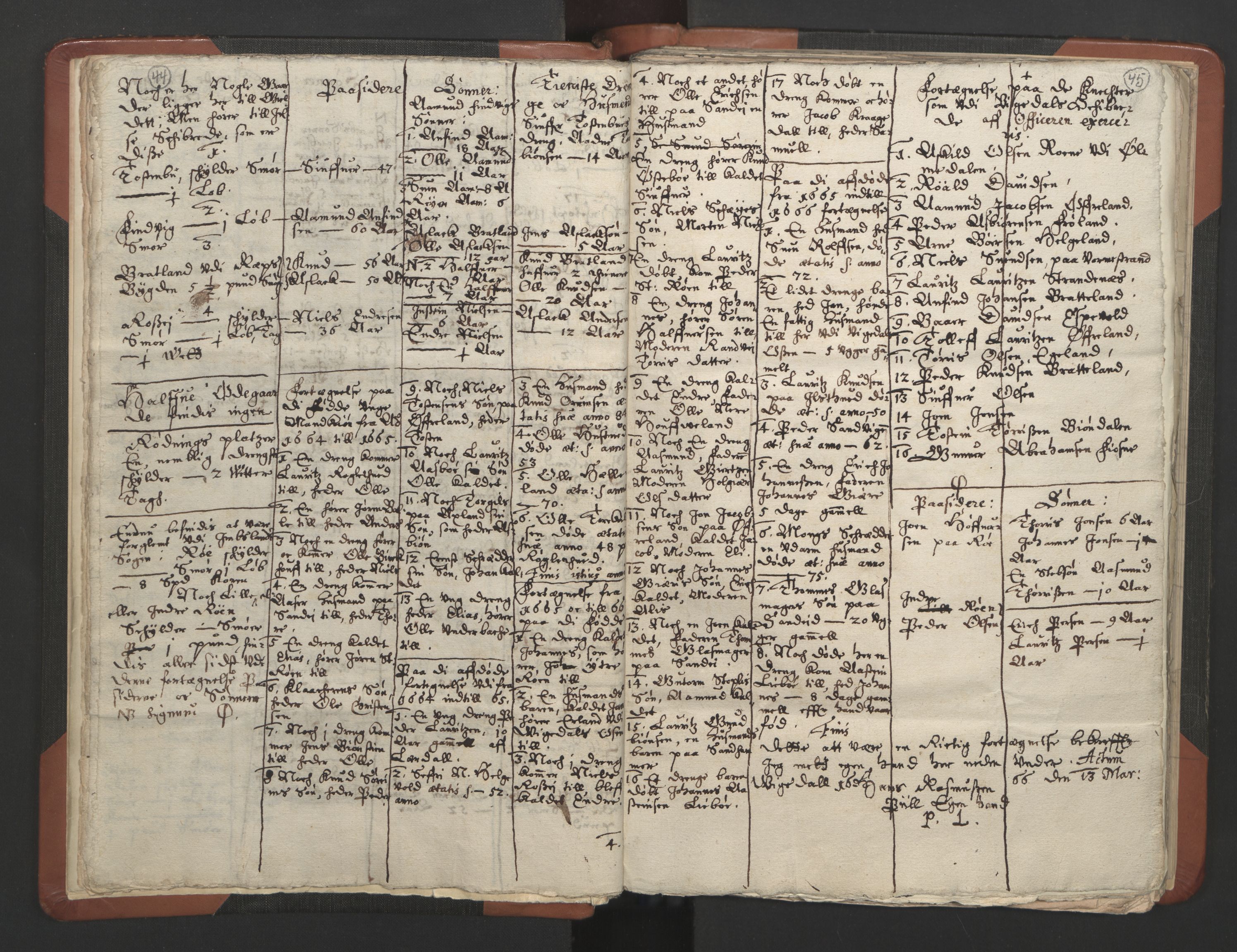 RA, Vicar's Census 1664-1666, no. 19: Ryfylke deanery, 1664-1666, p. 44-45
