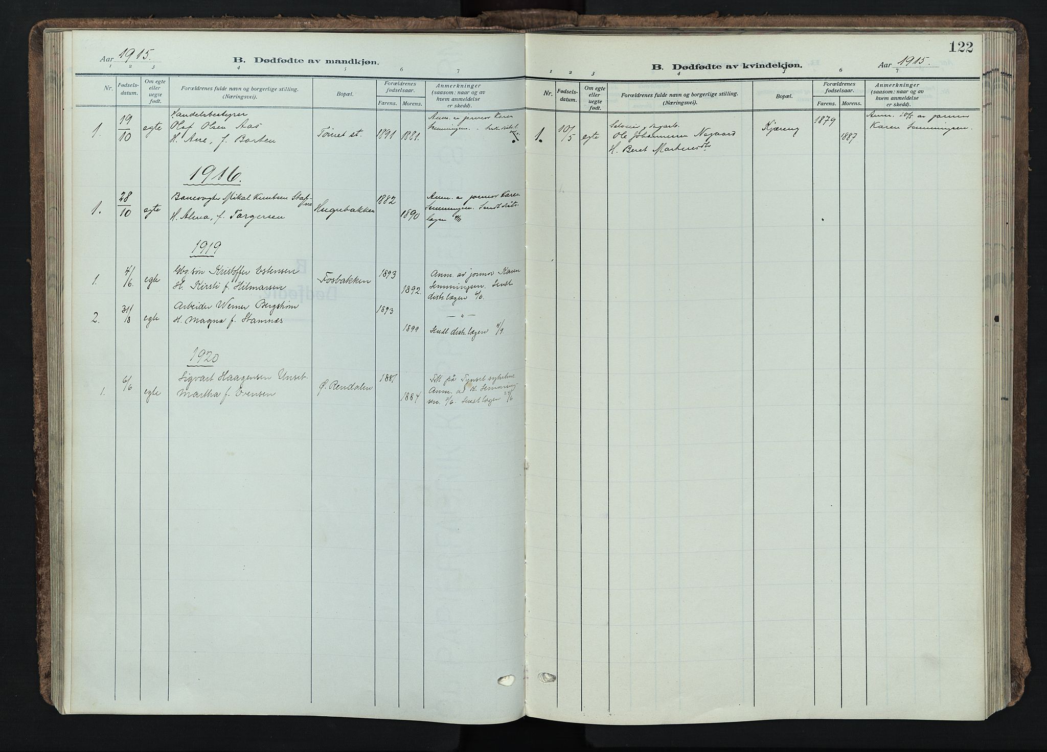 Tynset prestekontor, SAH/PREST-058/H/Ha/Haa/L0026: Parish register (official) no. 26, 1915-1929, p. 122