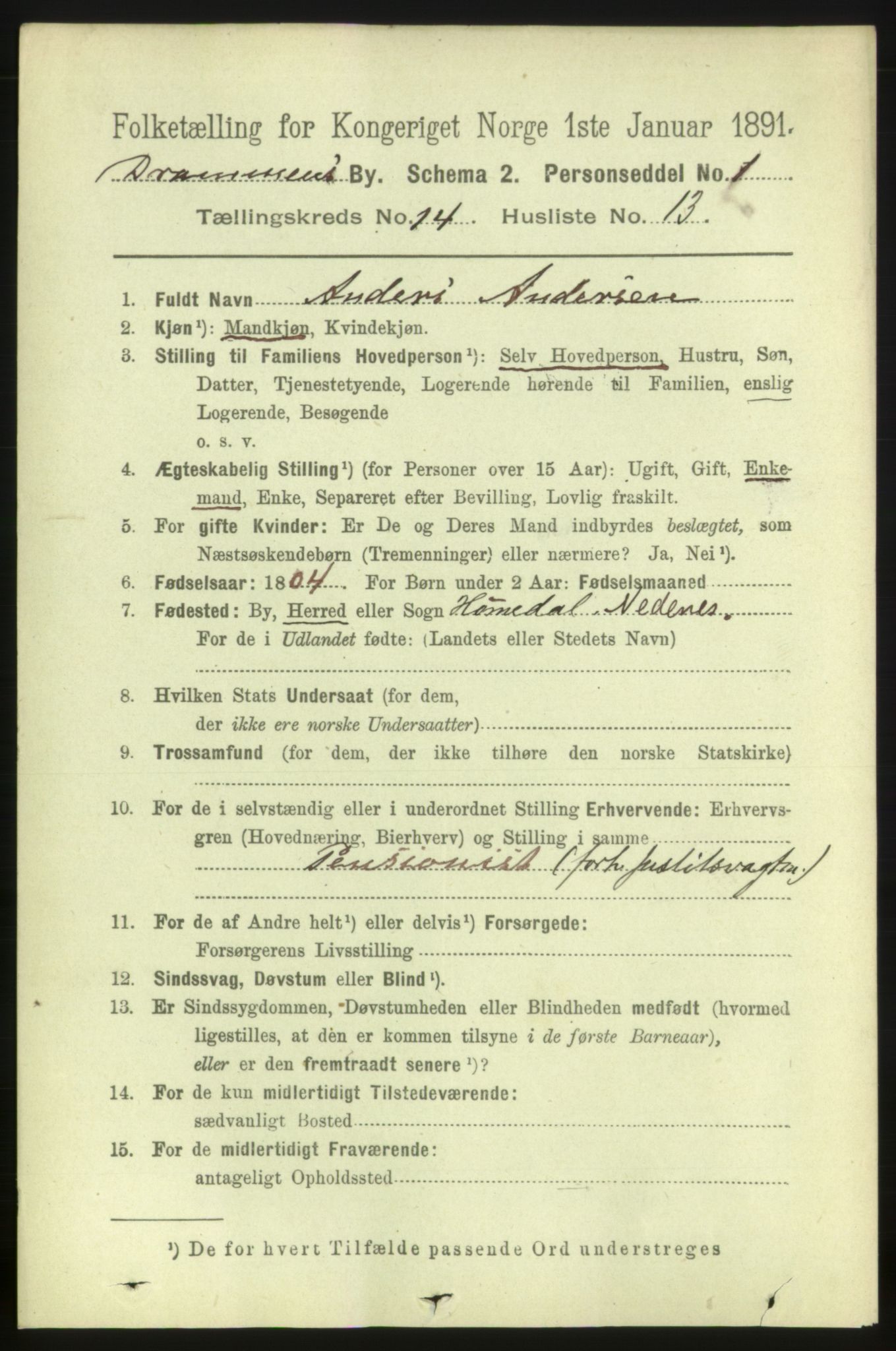 RA, 1891 census for 0602 Drammen, 1891, p. 10206