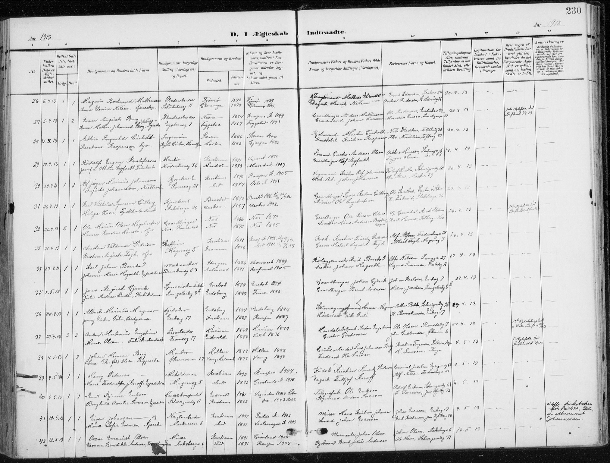 Kampen prestekontor Kirkebøker, AV/SAO-A-10853/F/Fa/L0011: Parish register (official) no. I 11, 1907-1917, p. 230