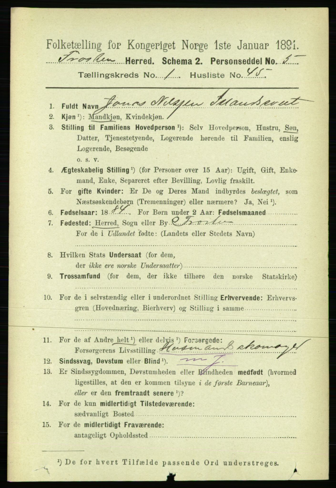 RA, 1891 census for 1717 Frosta, 1891, p. 455