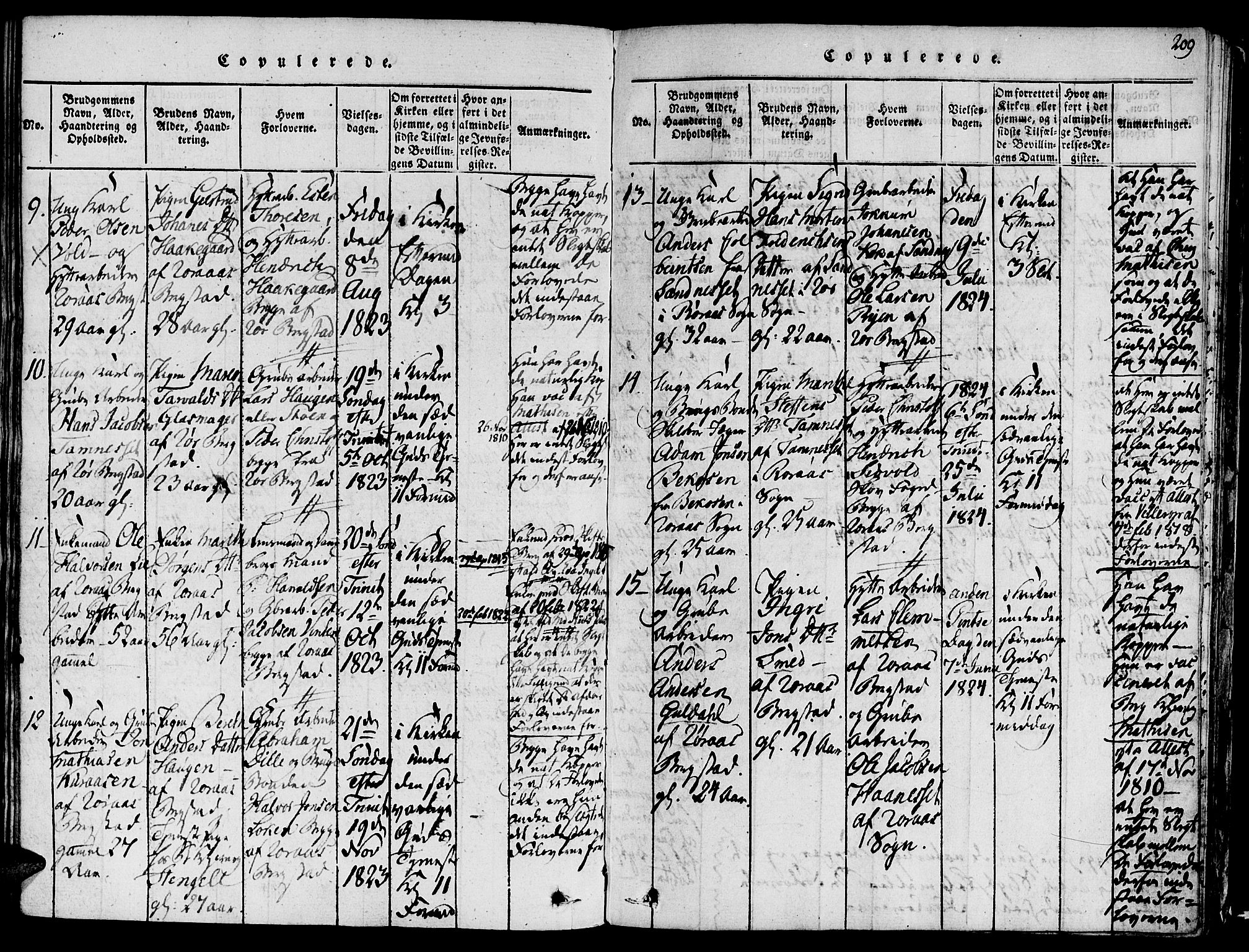 Ministerialprotokoller, klokkerbøker og fødselsregistre - Sør-Trøndelag, SAT/A-1456/681/L0929: Parish register (official) no. 681A07, 1817-1828, p. 209