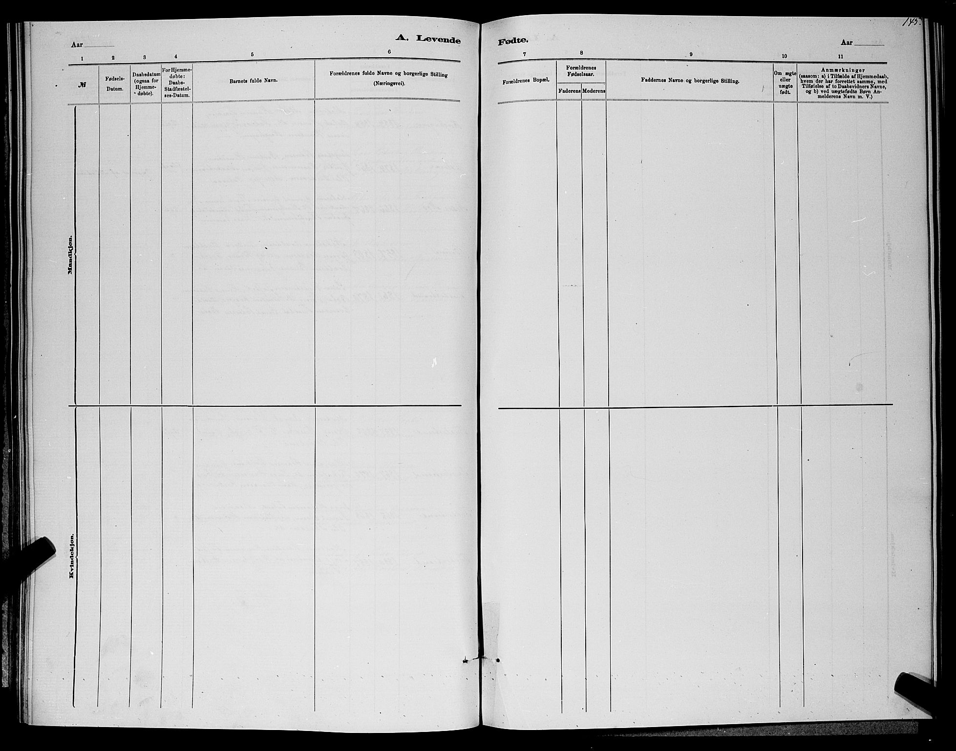 Holt sokneprestkontor, SAK/1111-0021/F/Fb/L0010: Parish register (copy) no. B 10, 1883-1896, p. 145