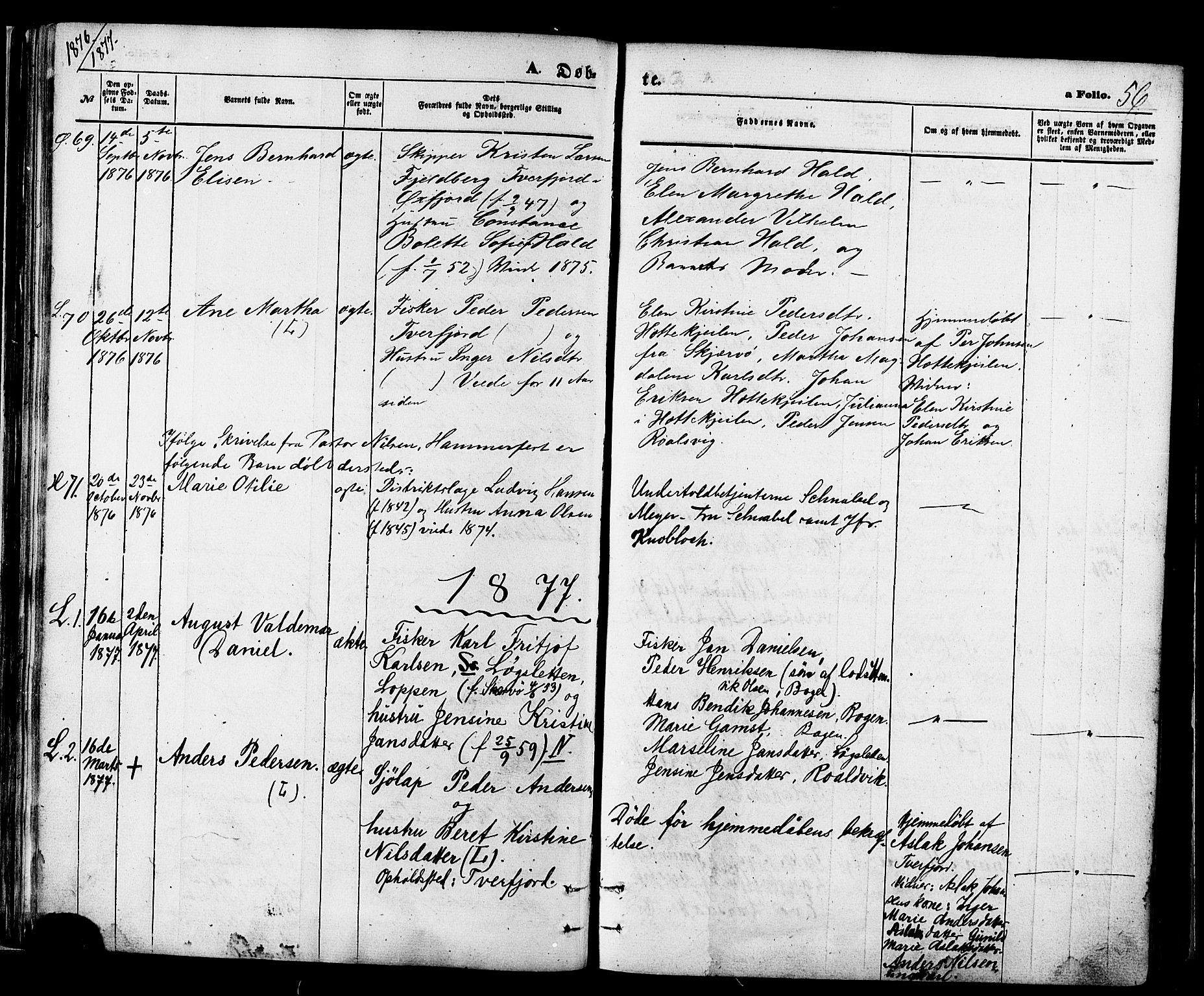 Loppa sokneprestkontor, SATØ/S-1339/H/Ha/L0005kirke: Parish register (official) no. 5, 1869-1878, p. 56