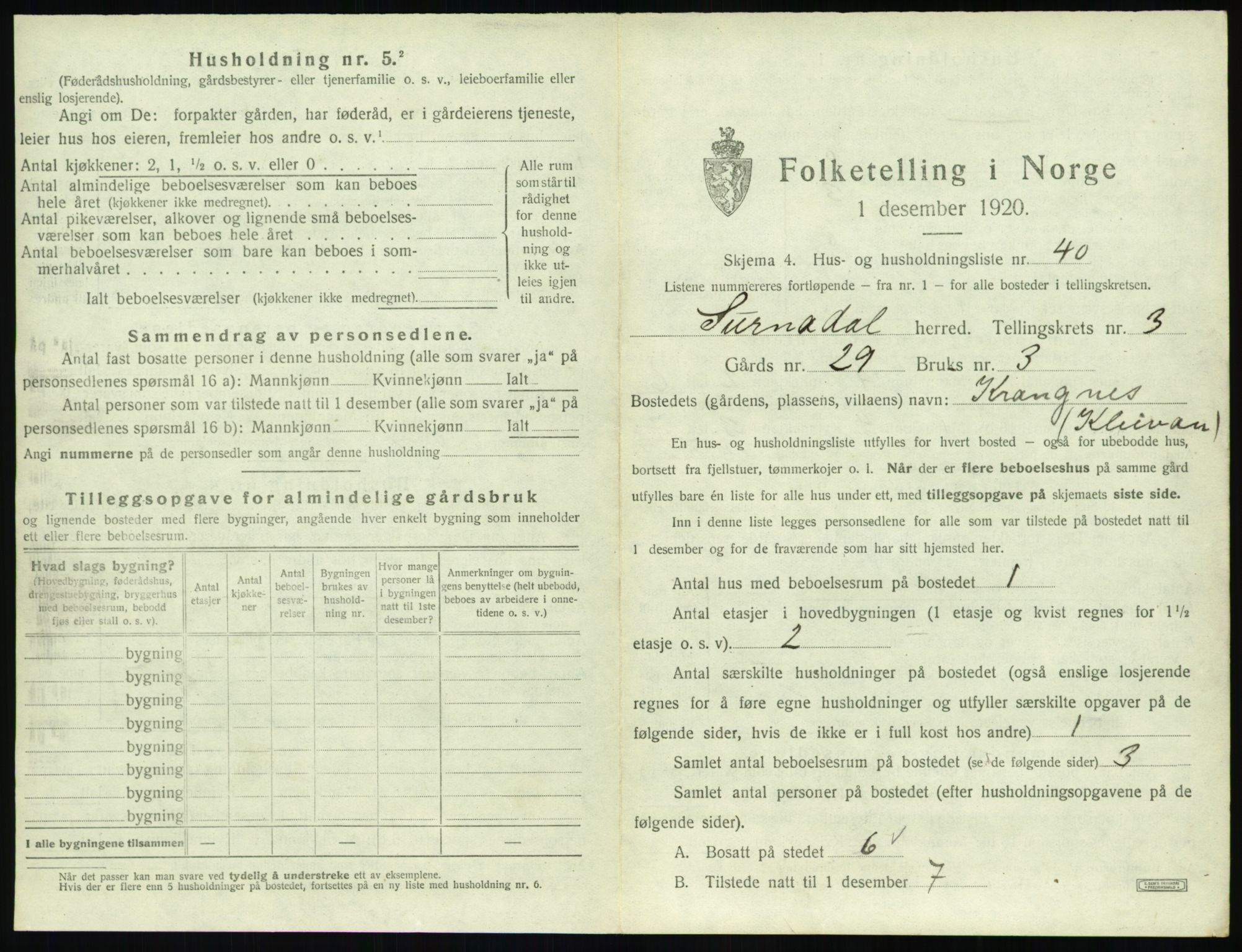 SAT, 1920 census for Surnadal, 1920, p. 375