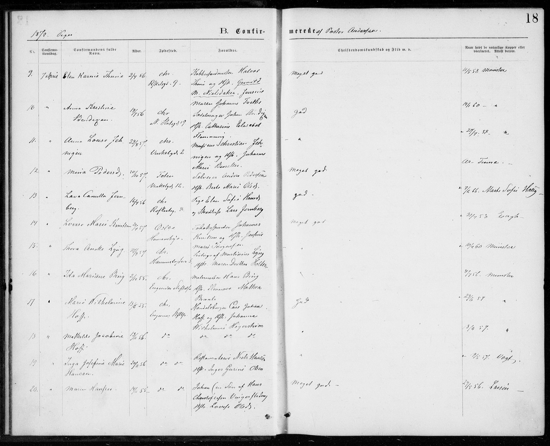Trefoldighet prestekontor Kirkebøker, AV/SAO-A-10882/F/Fb/L0002: Parish register (official) no. II 2, 1871-1880, p. 18