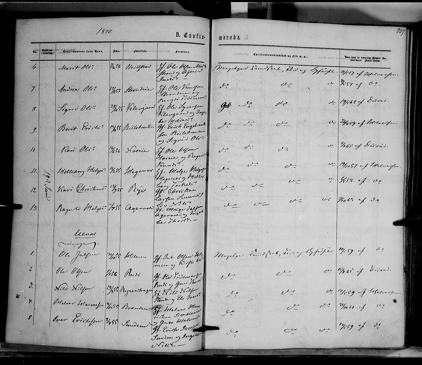 Nord-Aurdal prestekontor, SAH/PREST-132/H/Ha/Haa/L0008: Parish register (official) no. 8, 1863-1875, p. 227
