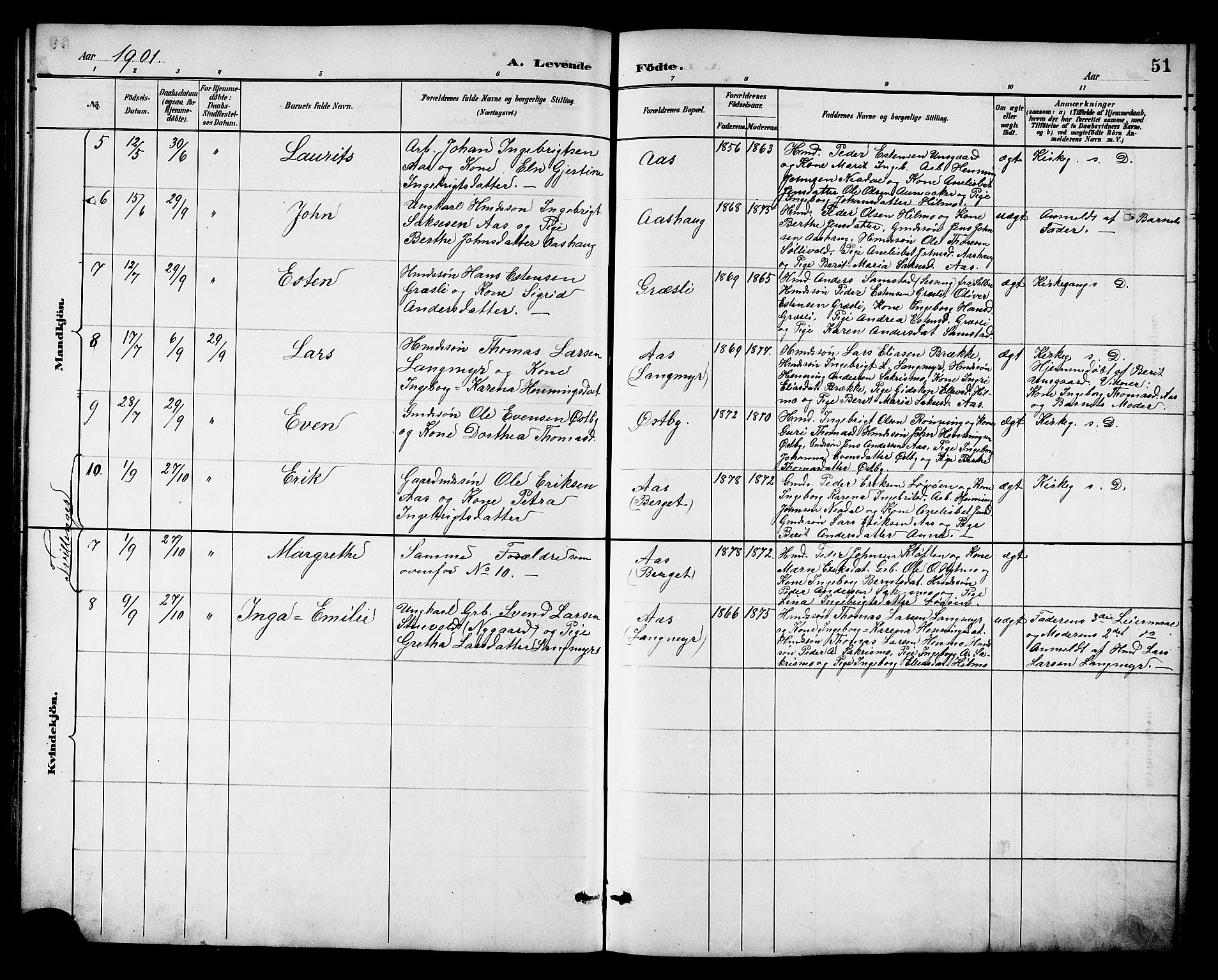 Ministerialprotokoller, klokkerbøker og fødselsregistre - Sør-Trøndelag, SAT/A-1456/698/L1167: Parish register (copy) no. 698C04, 1888-1907, p. 51