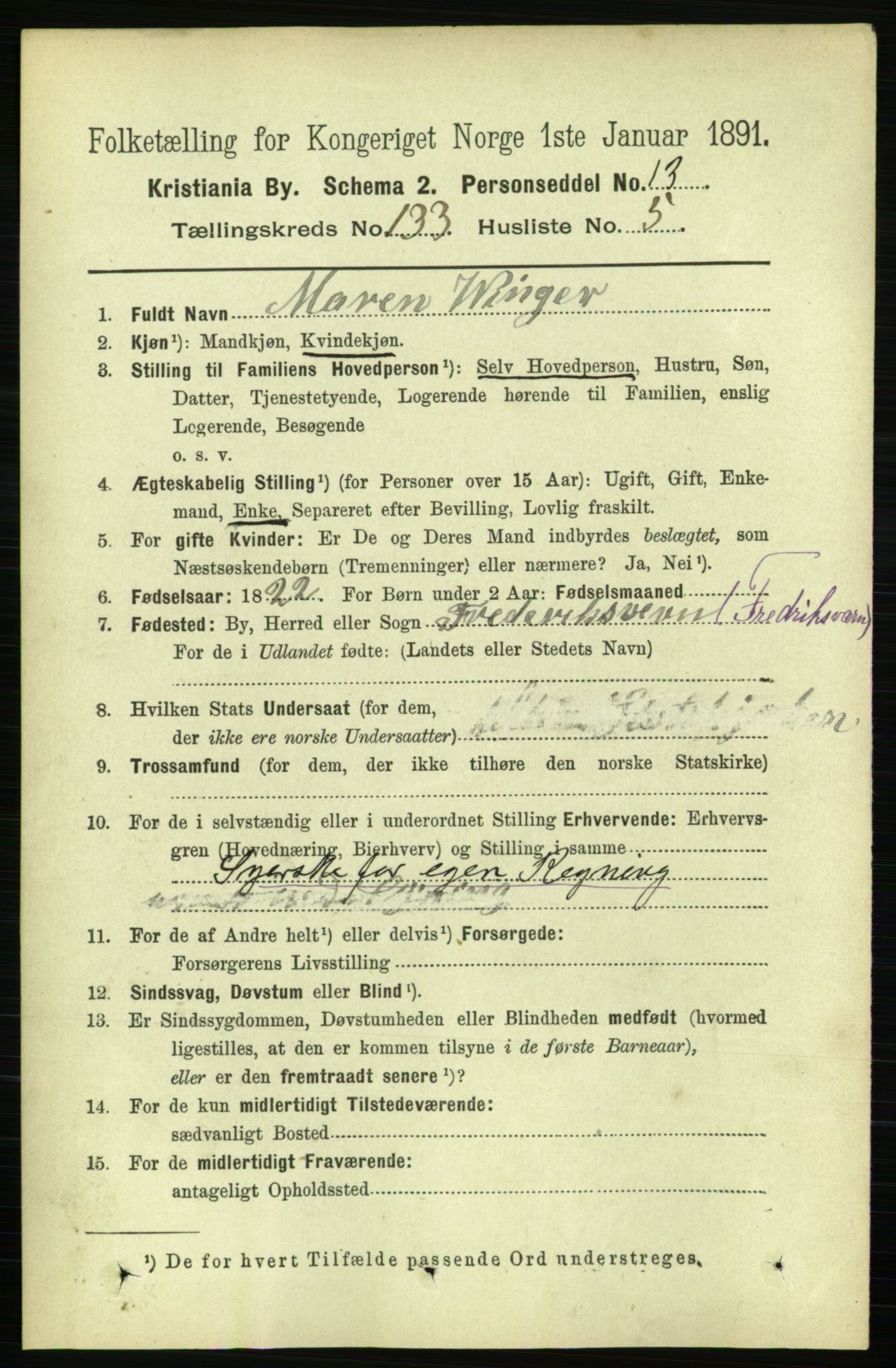 RA, 1891 census for 0301 Kristiania, 1891, p. 72630