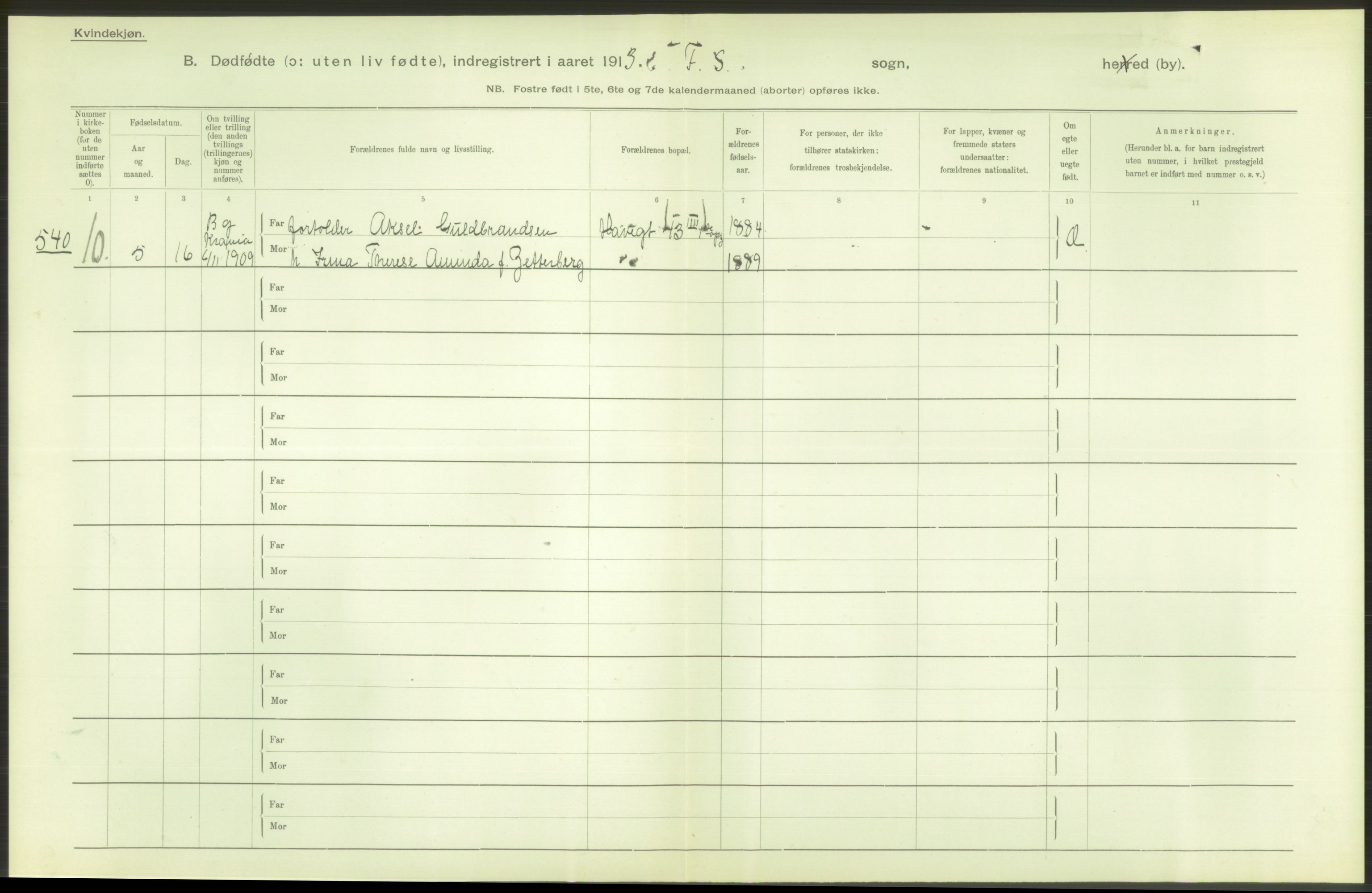 Statistisk sentralbyrå, Sosiodemografiske emner, Befolkning, AV/RA-S-2228/D/Df/Dfb/Dfbc/L0010: Kristiania: Døde, dødfødte., 1913, p. 52