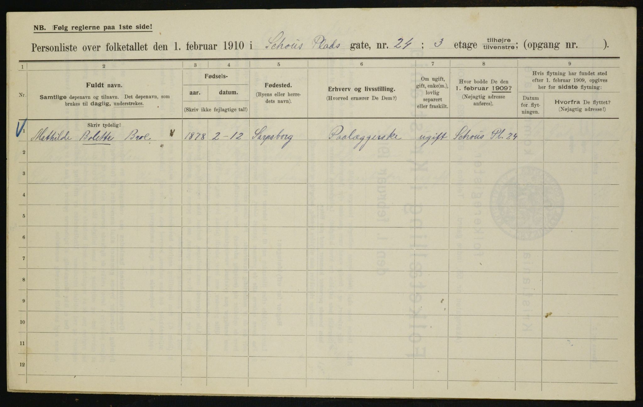 OBA, Municipal Census 1910 for Kristiania, 1910, p. 86489