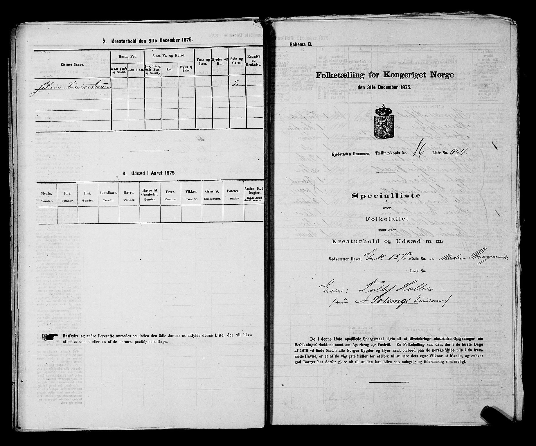 SAKO, 1875 census for 0602 Drammen, 1875, p. 1826